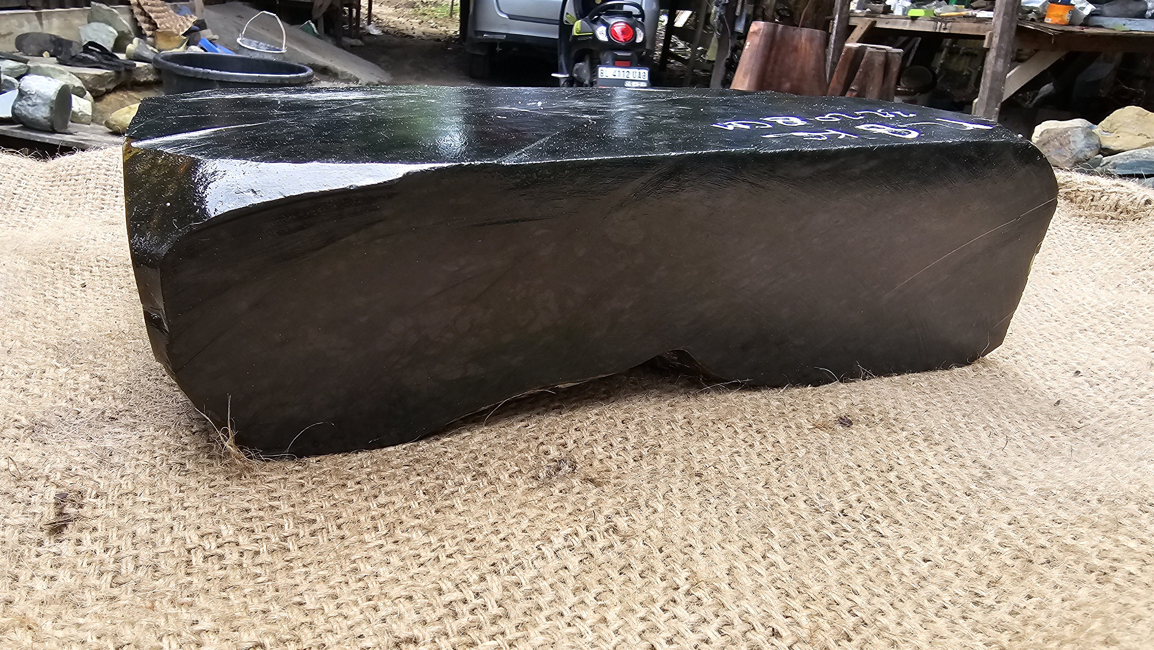 Aceh Natural Dark Green Nephrite Jade Slab – 12.8 KG