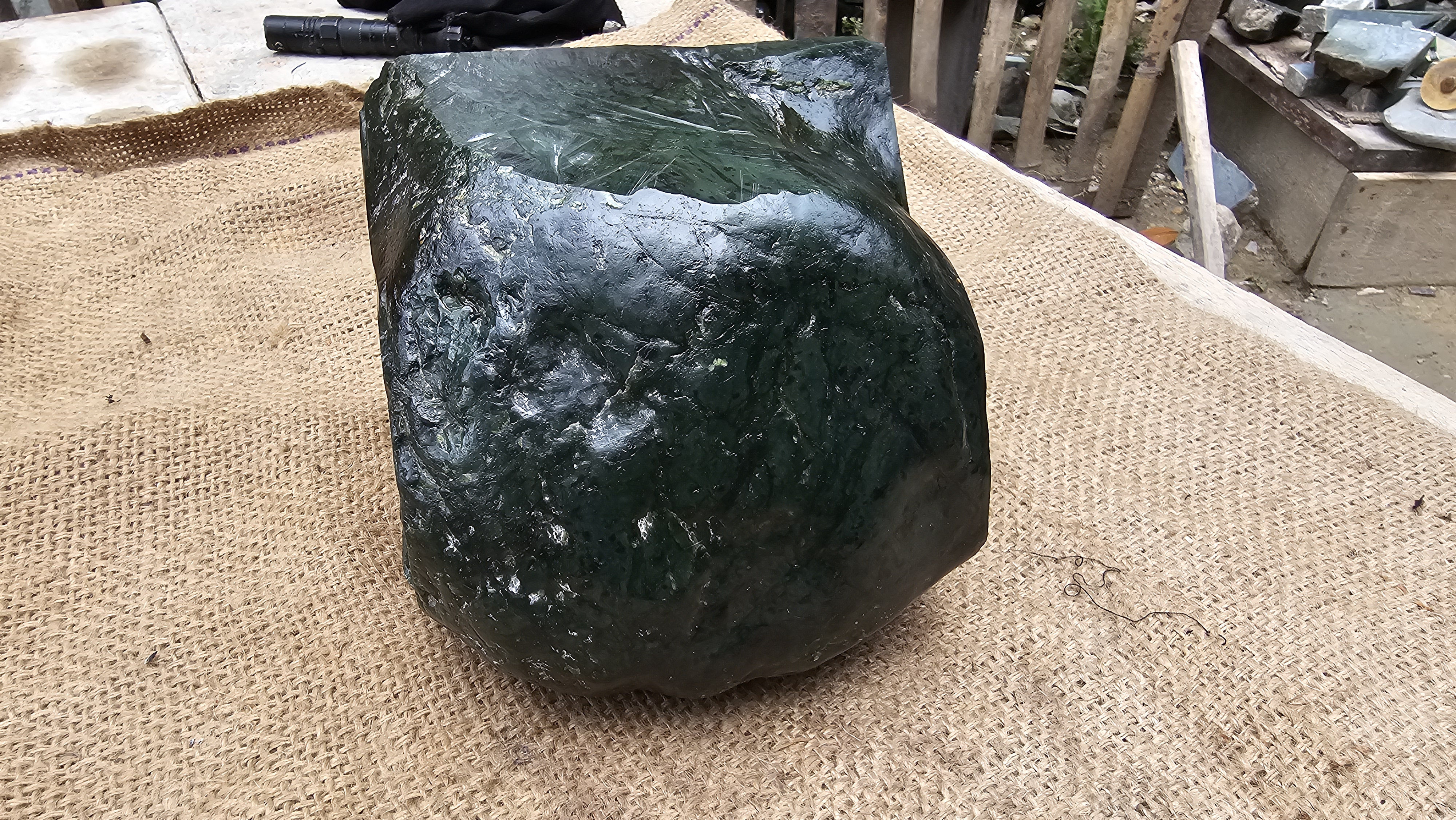 Aceh Natural Deep Green Nephrite Jade Rough Stone – 9.3 KG