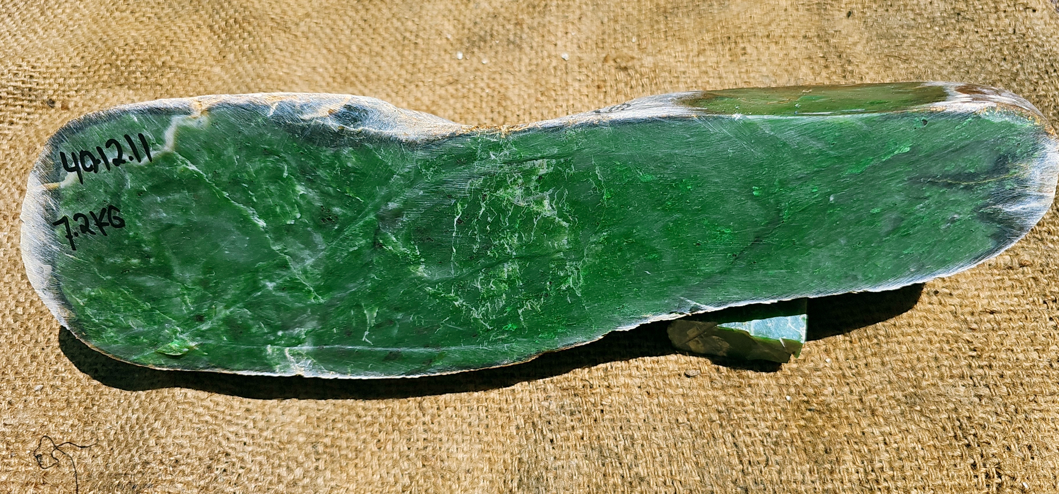 Aceh Natural Deep Forest Green Nephrite Jade Rough Stone with Cloudy Patterns and Veining – 7.2 KG