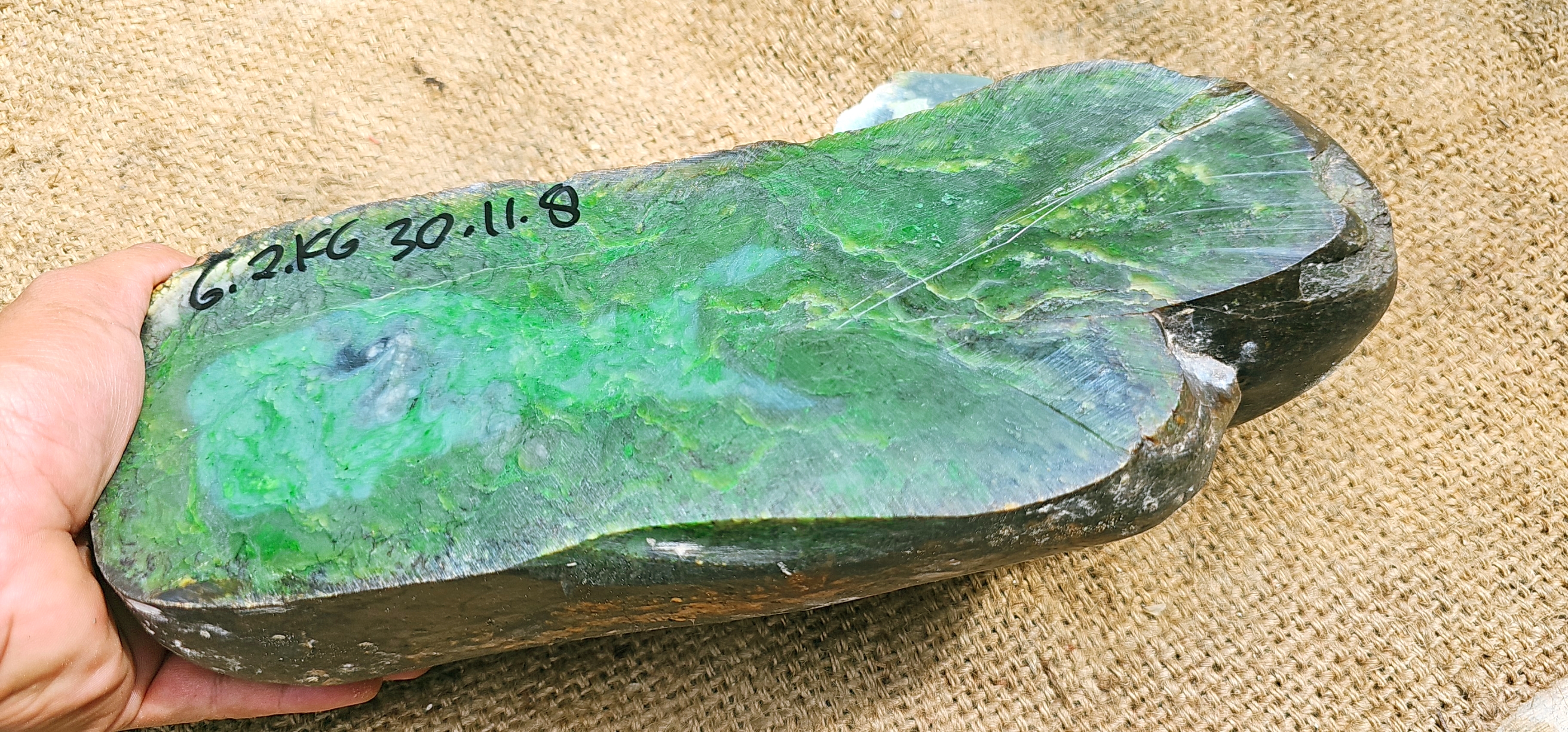 Aceh Natural Deep Forest Green Nephrite Jade with Mottled Cloud Patterns Rough Stone – 6.2 KG