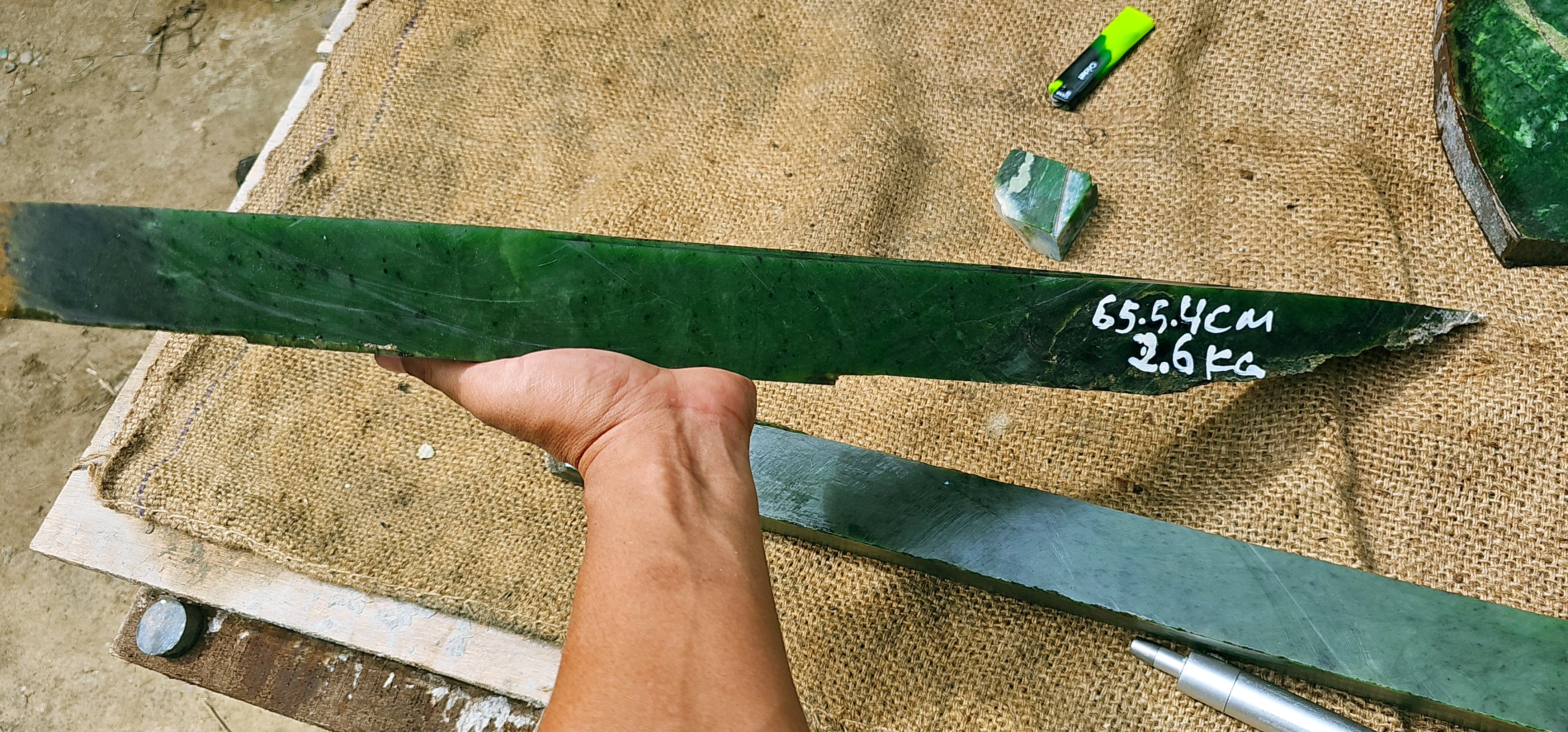 Aceh Natural Deep Forest Green Nephrite Jade Slab Rough Stone – 2.6 KG