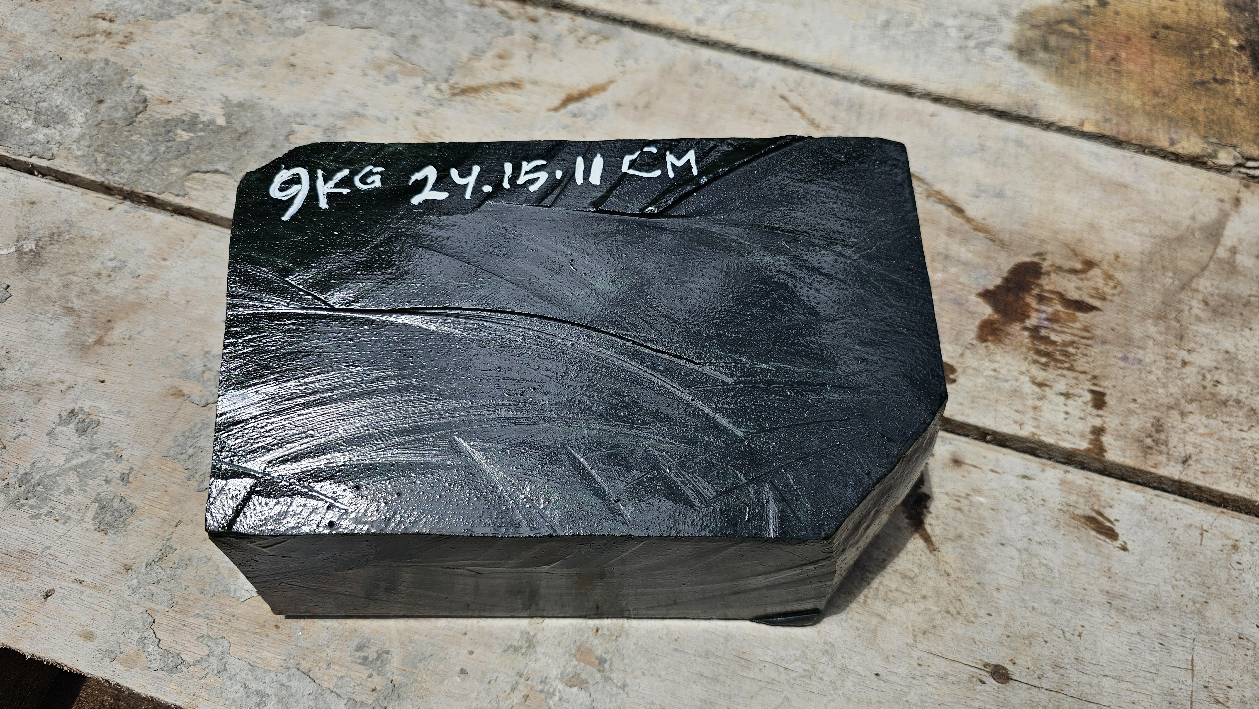 Aceh Natural Dark Green Nephrite Jade Slab Rough Stone – 9 KG