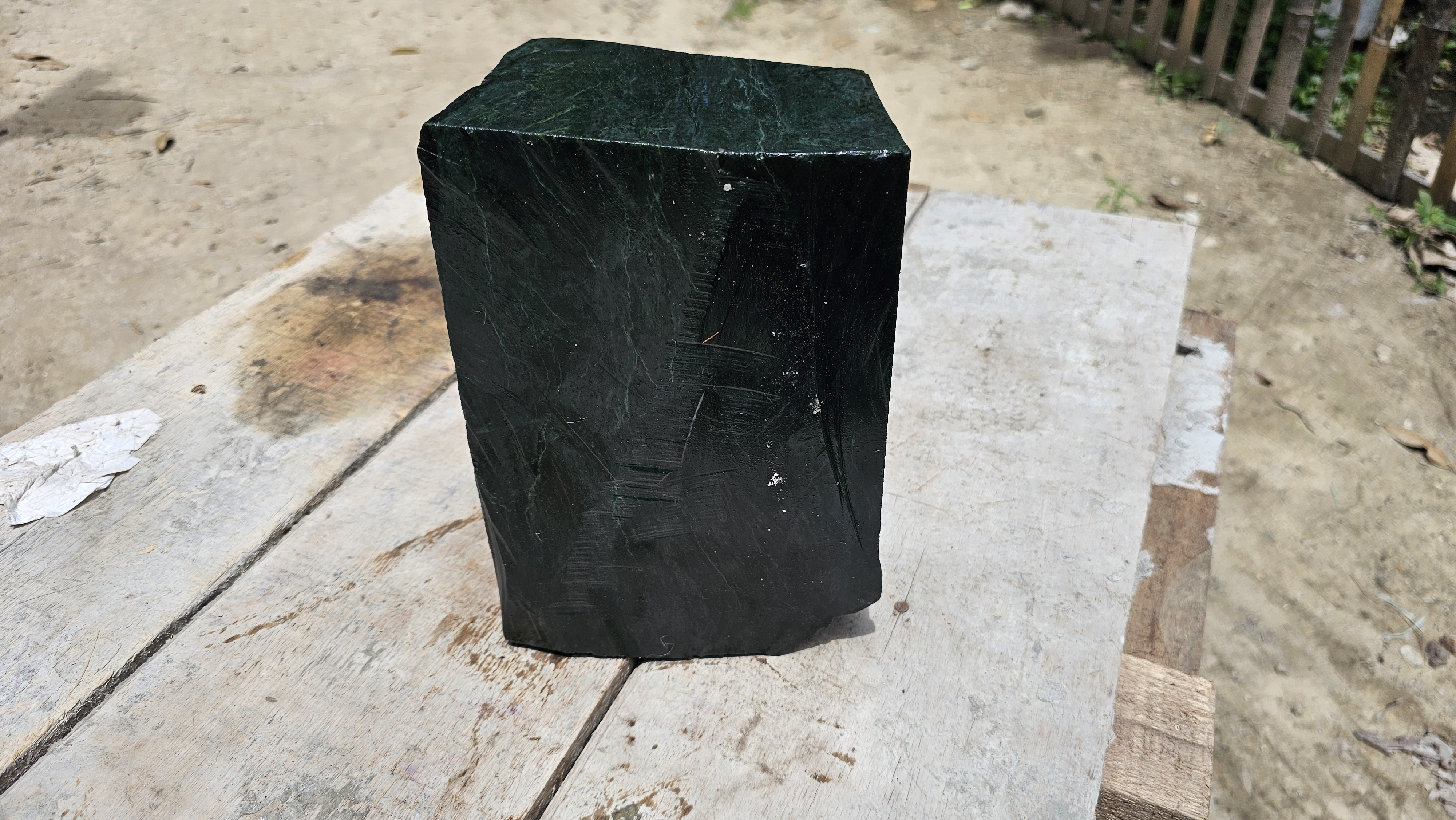 Aceh Natural Dark Green Nephrite Jade Slab Rough Stone – 9 KG