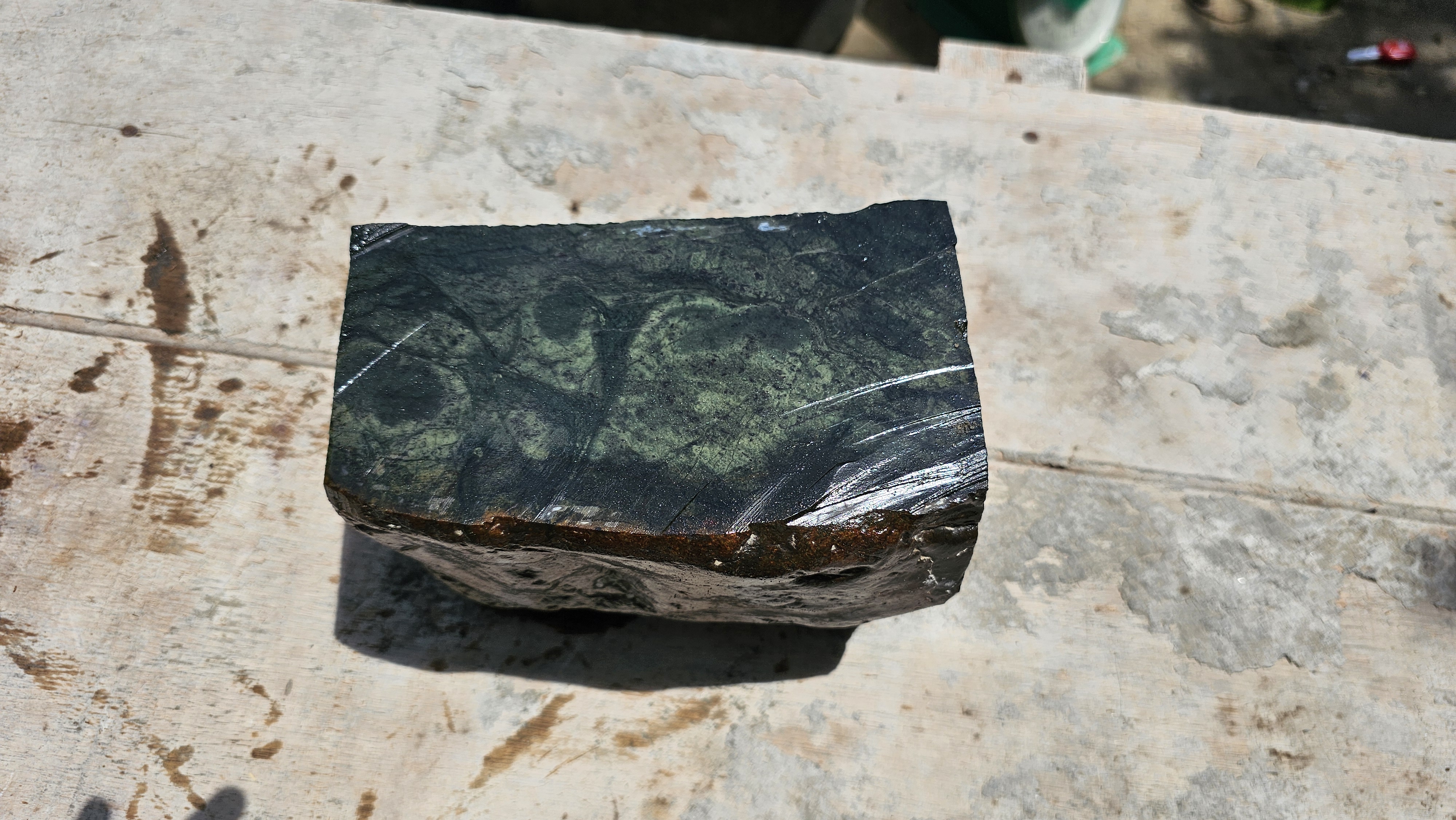 Aceh Natural Dark Green Nephrite Jade Slab Rough Stone – 5.5 KG