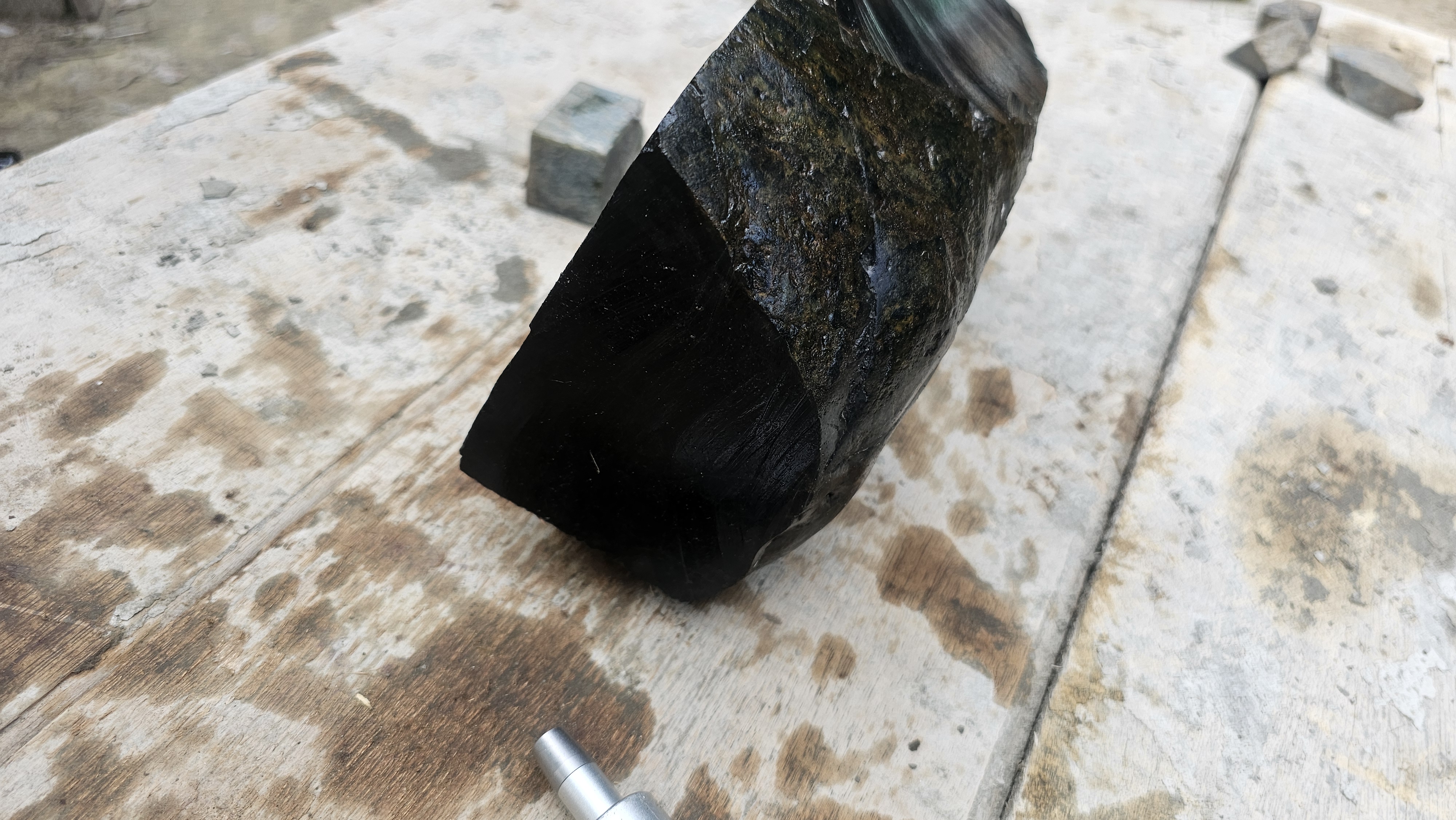 Aceh Natural Dark Green Nephrite Jade Slab Rough Stone – 7 KG