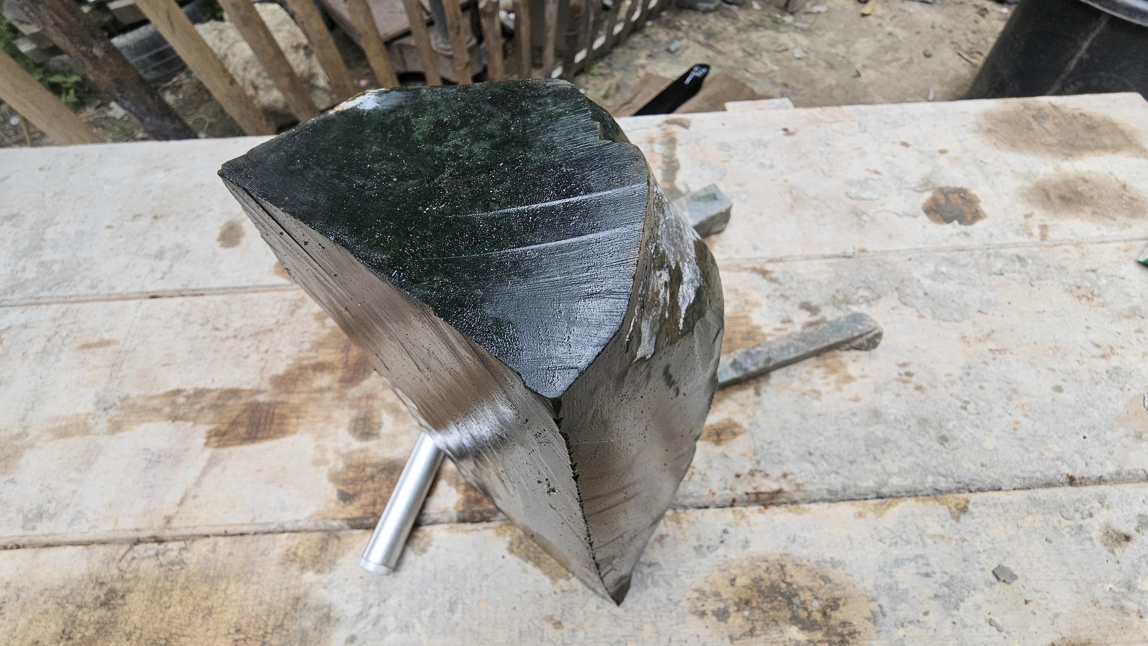 Aceh Natural Dark Green Nephrite Jade Slab Rough Stone – 7 KG