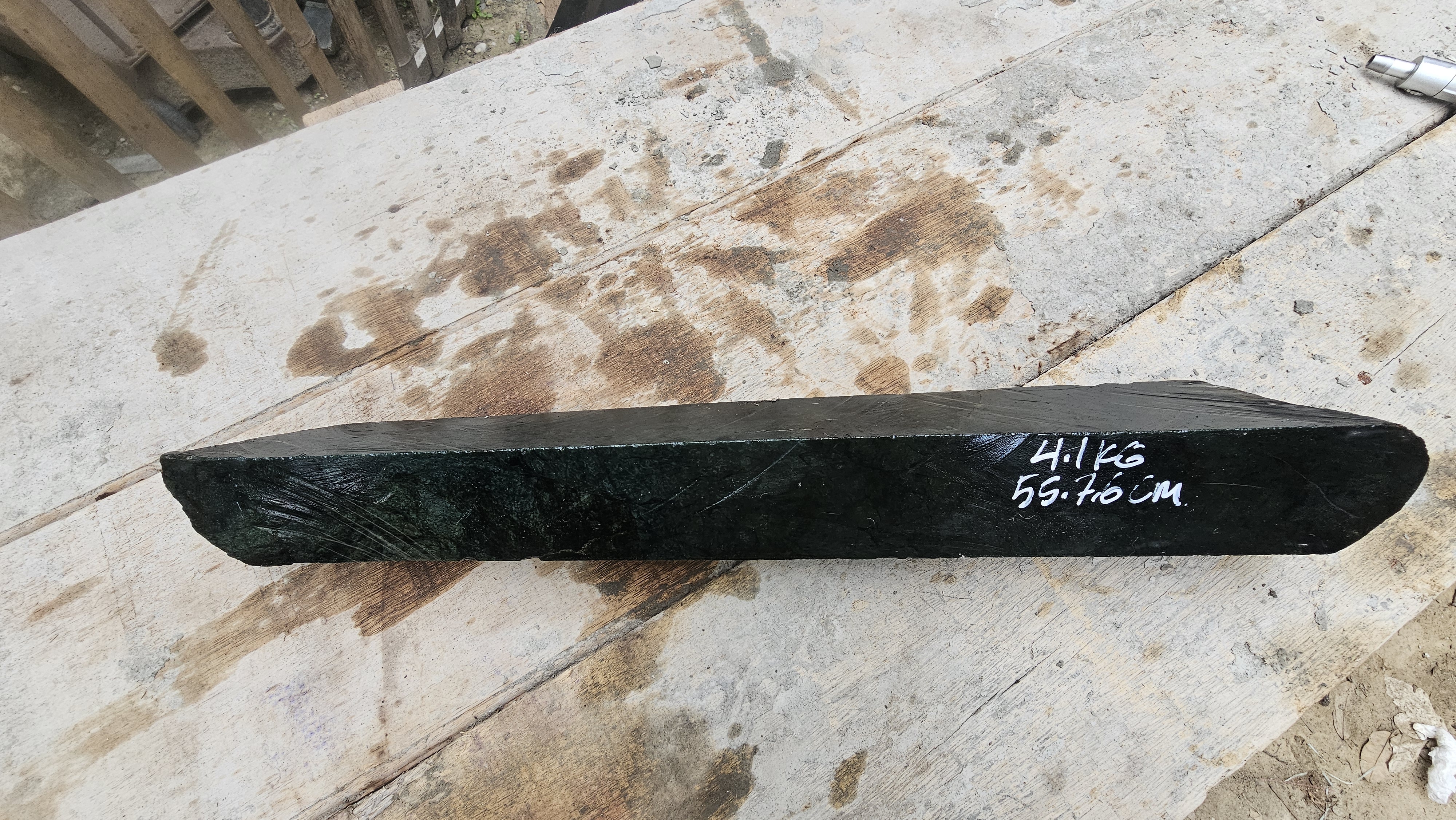 Aceh Natural Dark Green Nephrite Jade Slab Rough Stone – 4.1 KG