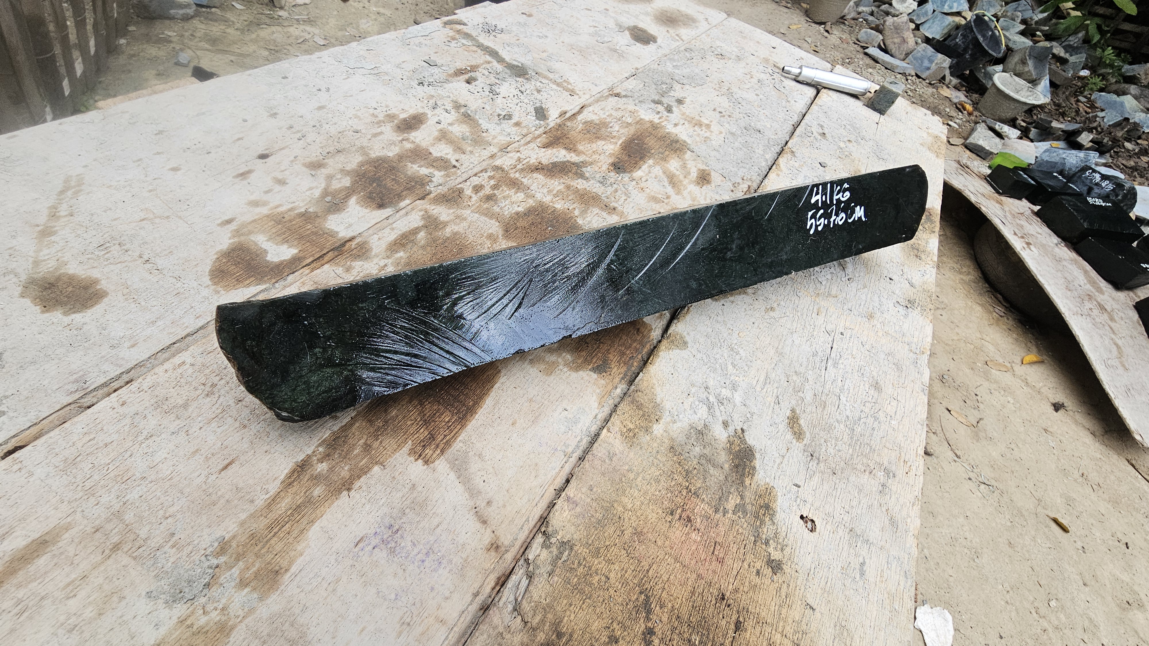 Aceh Natural Dark Green Nephrite Jade Slab Rough Stone – 4.1 KG