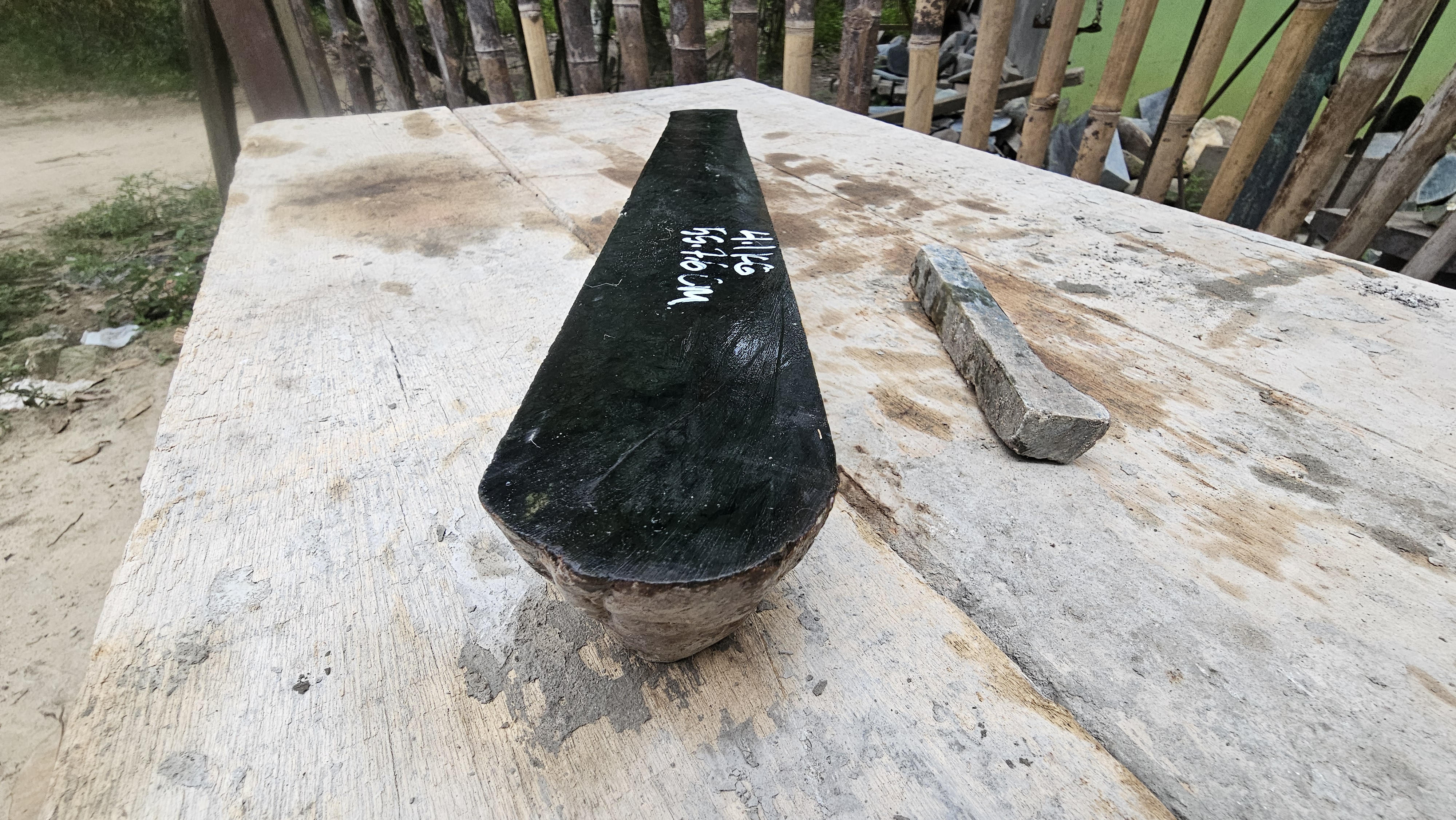 Aceh Natural Dark Green Nephrite Jade Slab Rough Stone – 4.1 KG