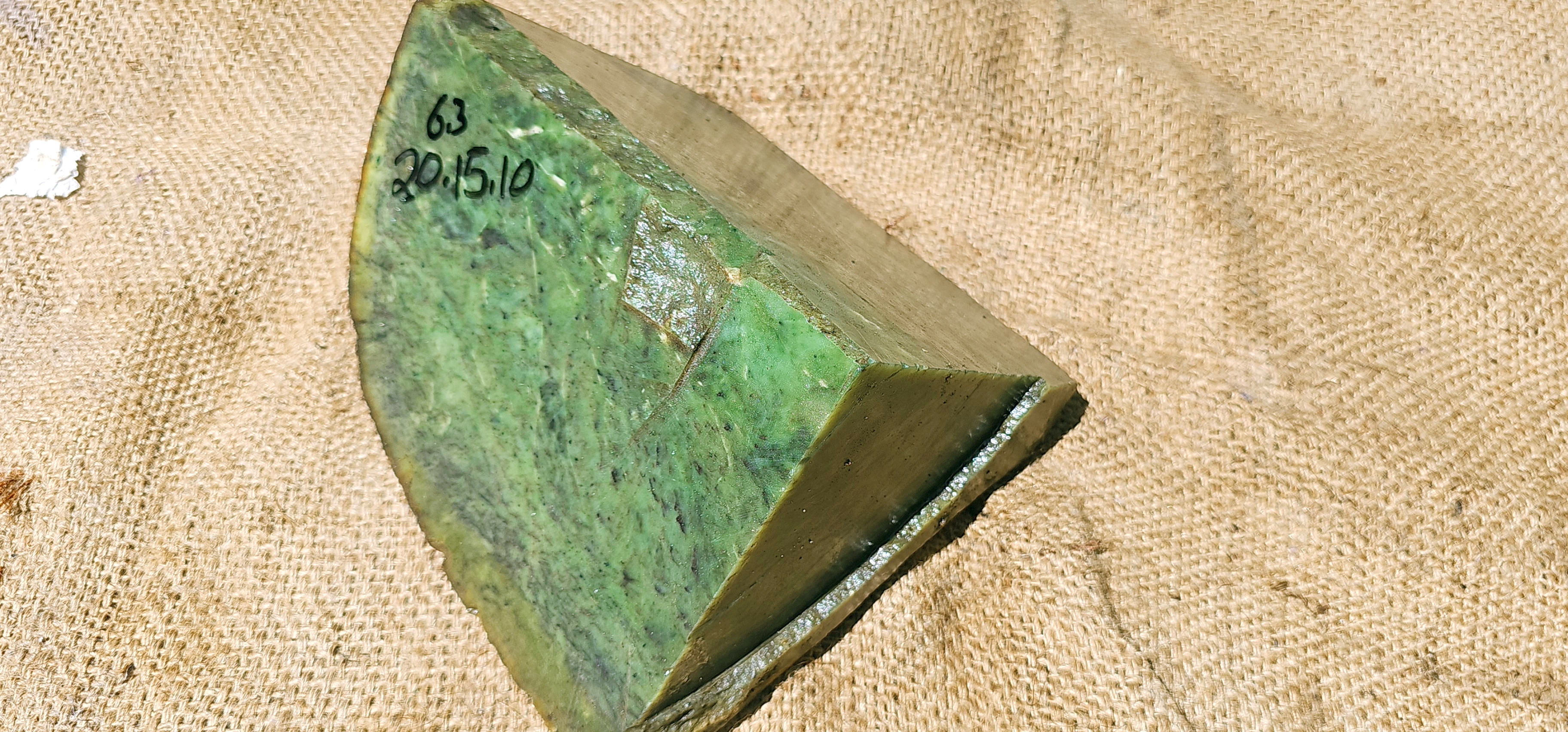 Aceh Natural Moss Green and Olive Nephrite Jade Slab with Dark Speckling and Textured Rough Surface – 6.3 KG