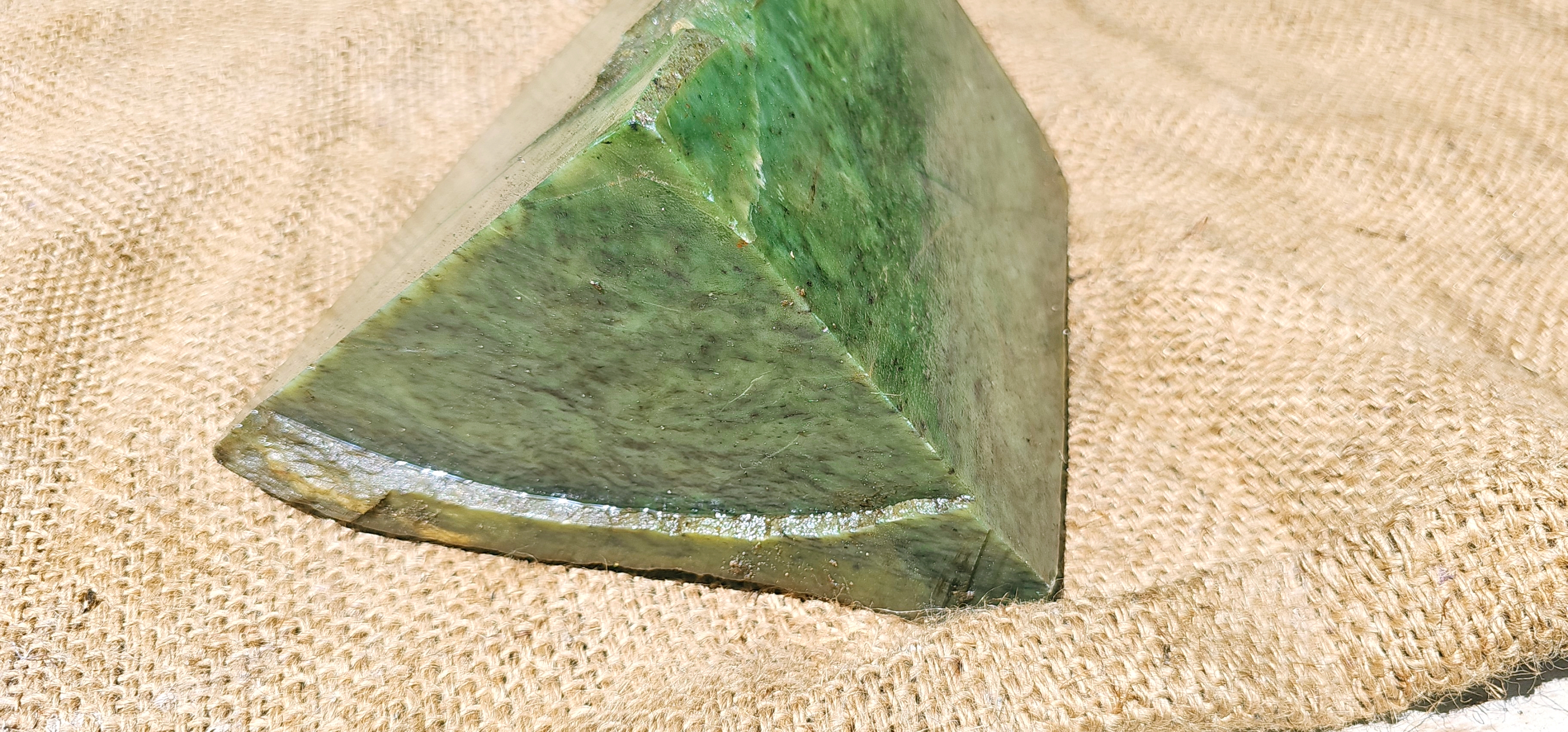 Aceh Natural Moss Green and Olive Nephrite Jade Slab with Dark Speckling and Textured Rough Surface – 6.3 KG