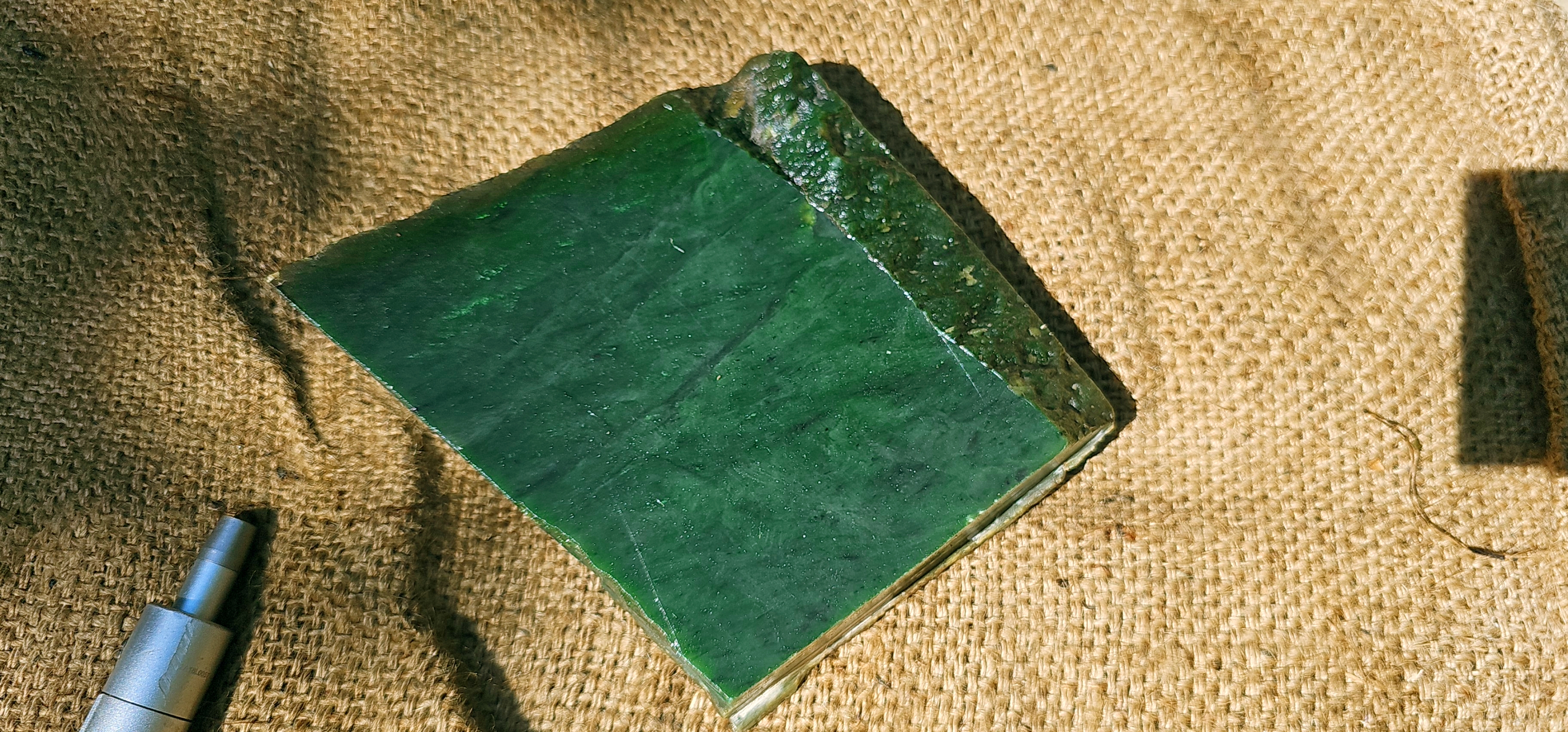 Aceh Natural Deep Forest Green Nephrite Jade with Organic Clouded Veining and Textured Rough Edge Stone - 1.7 KG