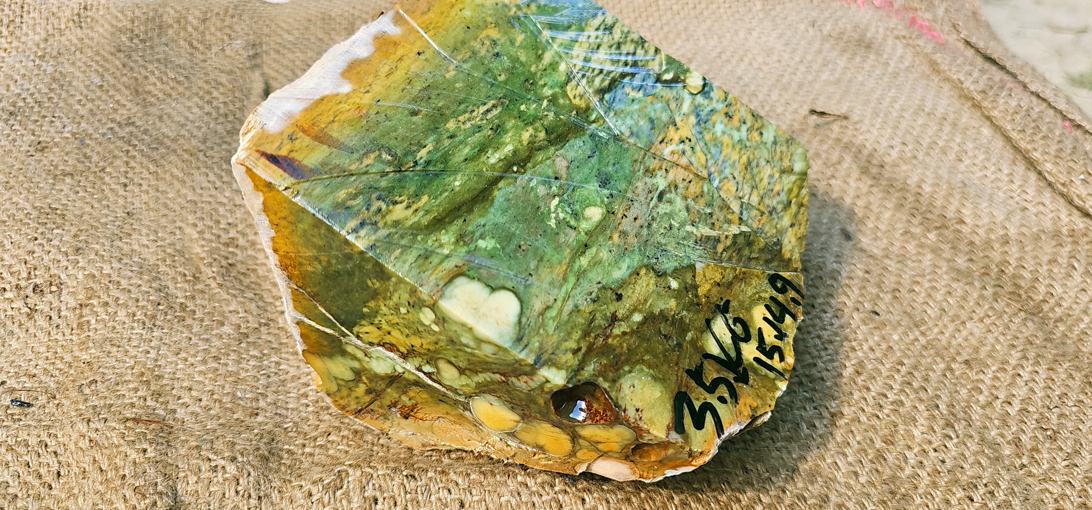Aceh Natural Moss and Olive Green Nephrite Jade with Dynamic Yellow Veining and Organic Mottled Patterns Rough Stone – 3.5 KG