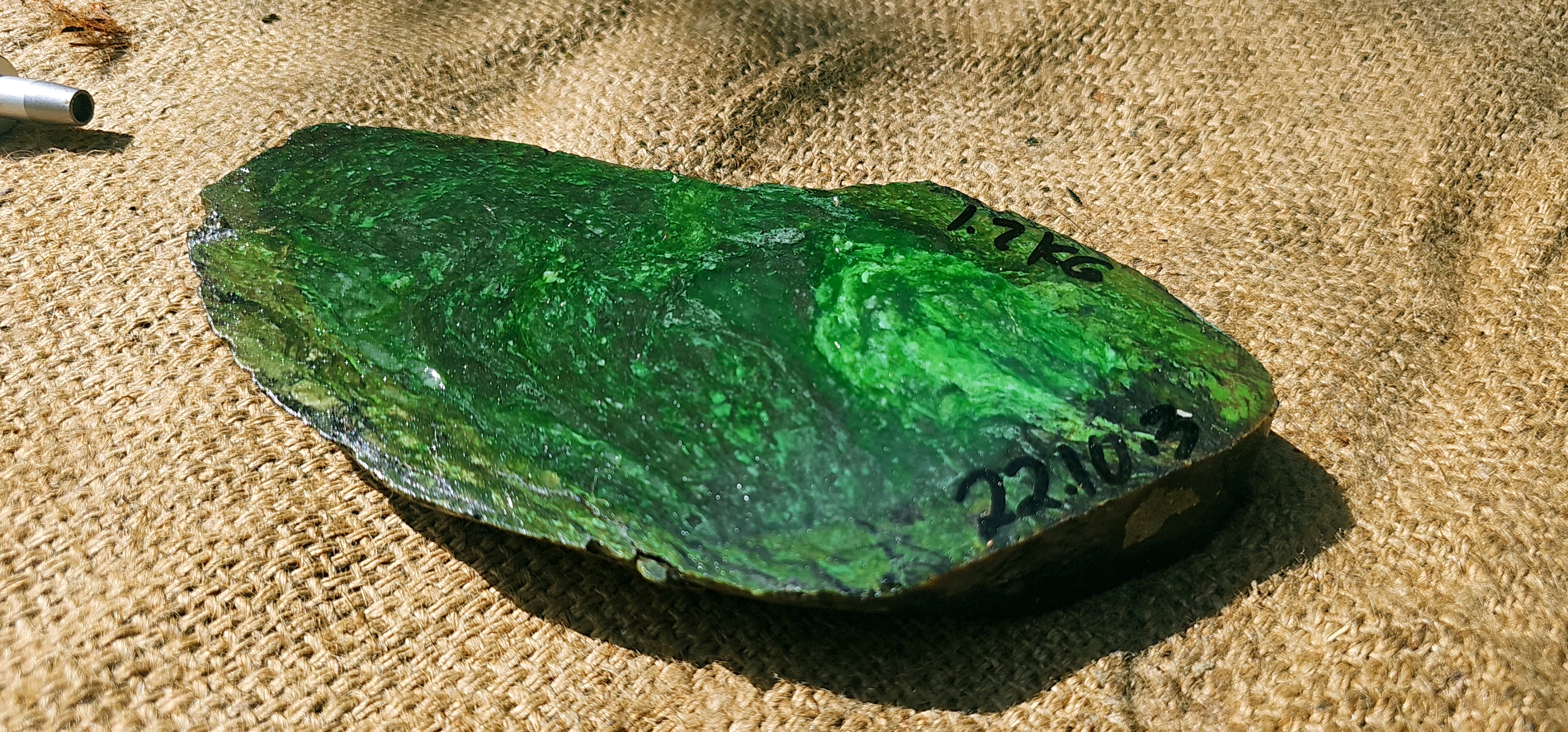 Aceh Natural Deep Forest Green Nephrite Jade with Organic Clouded Veining Rough Stone – 1.2 KG