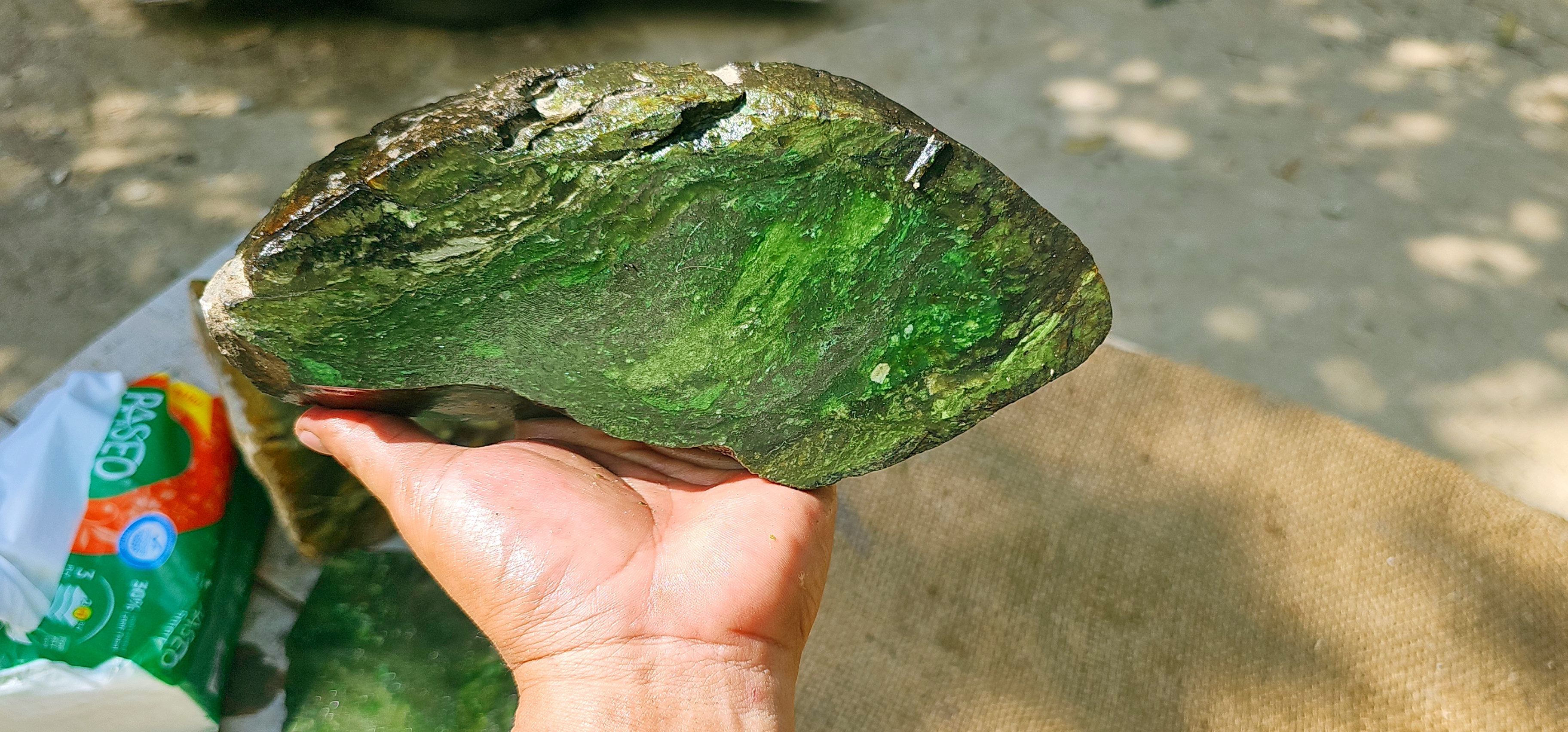 Aceh Natural Deep Forest Green Nephrite Jade with Organic Clouded Veining Rough Stone – 1.2 KG