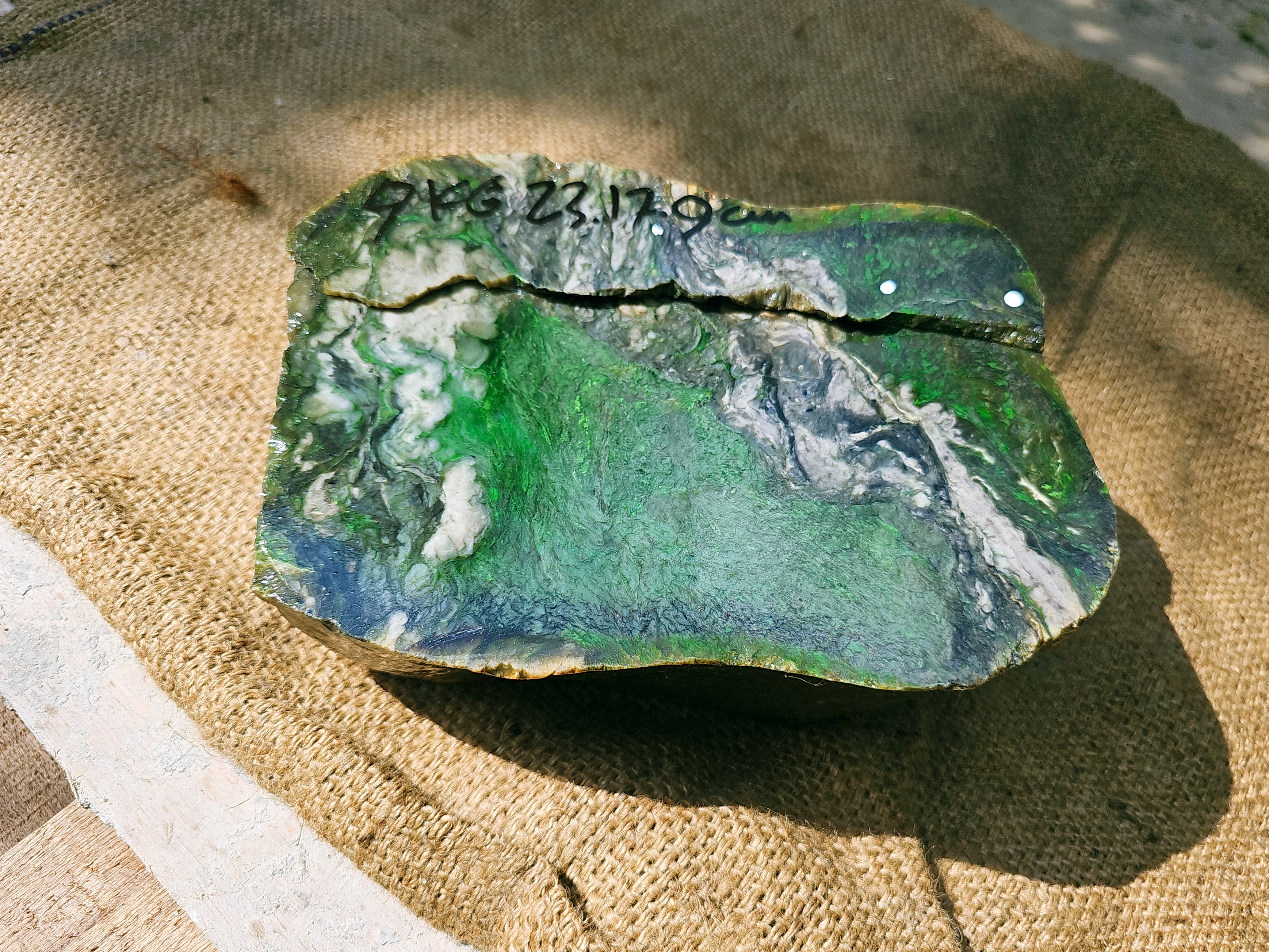 Aceh Natural Deep Forest Green and Blackjade Rough Stone with Smoky Gray Clouded Veining – 9 KG