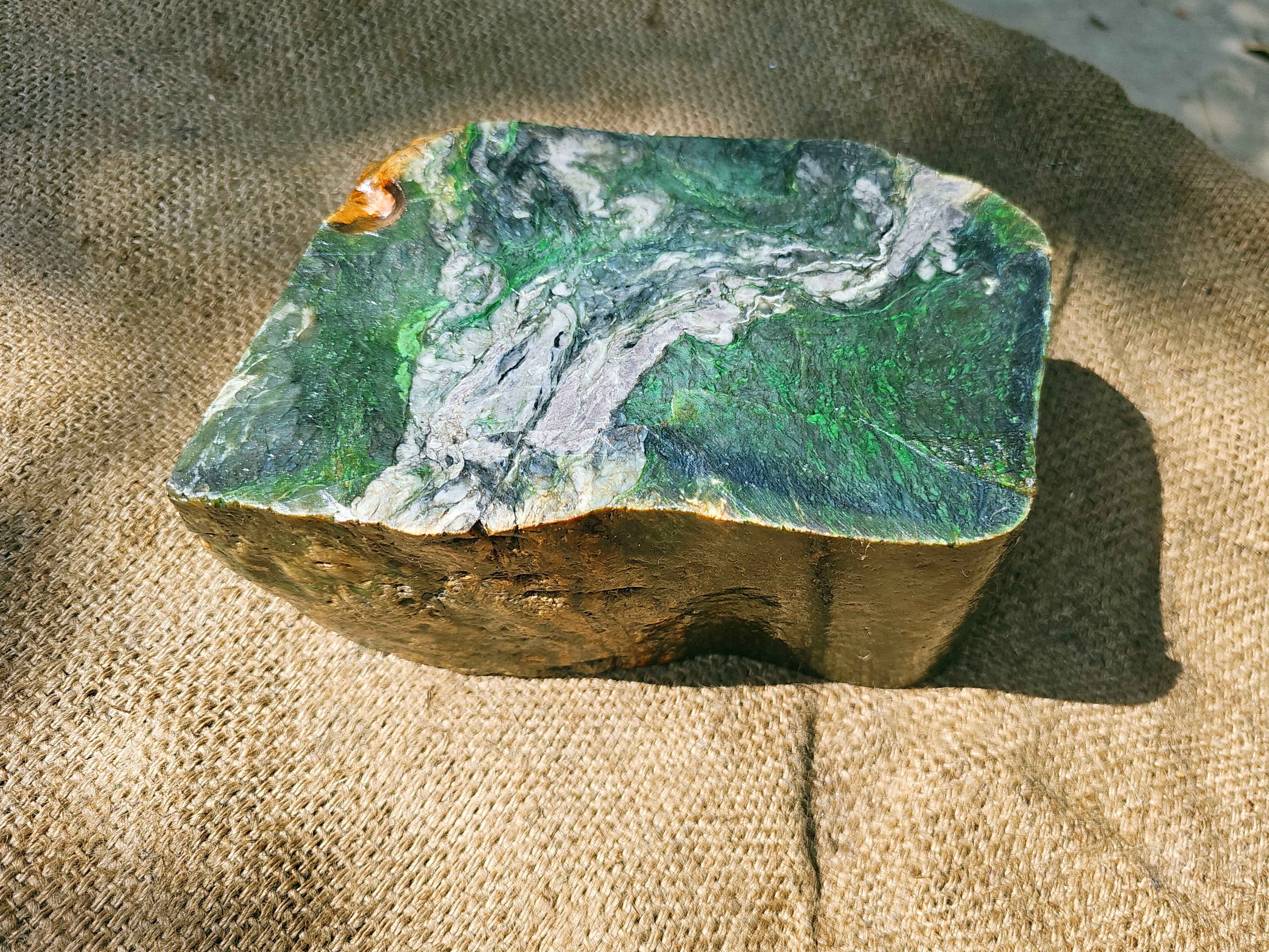 Aceh Natural Deep Forest Green and Blackjade Rough Stone with Smoky Gray Clouded Veining – 9 KG
