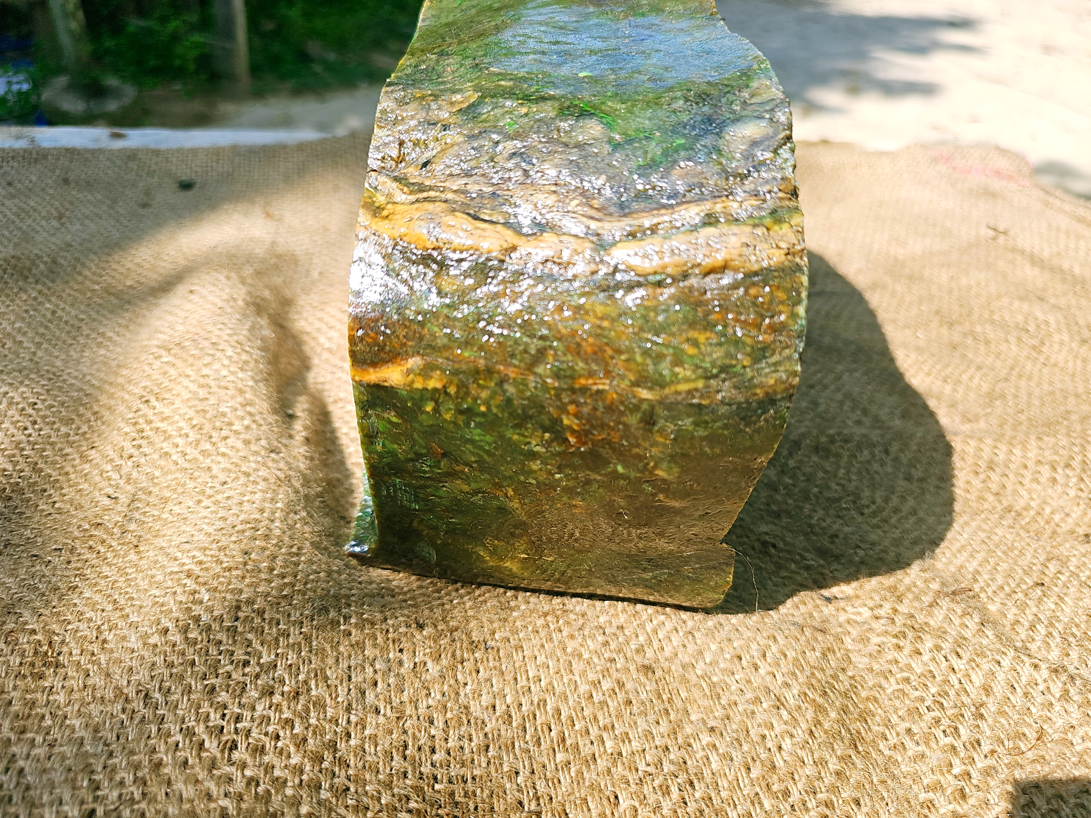 Aceh Natural Deep Forest Green and Blackjade Rough Stone with Smoky Gray Clouded Veining – 9 KG