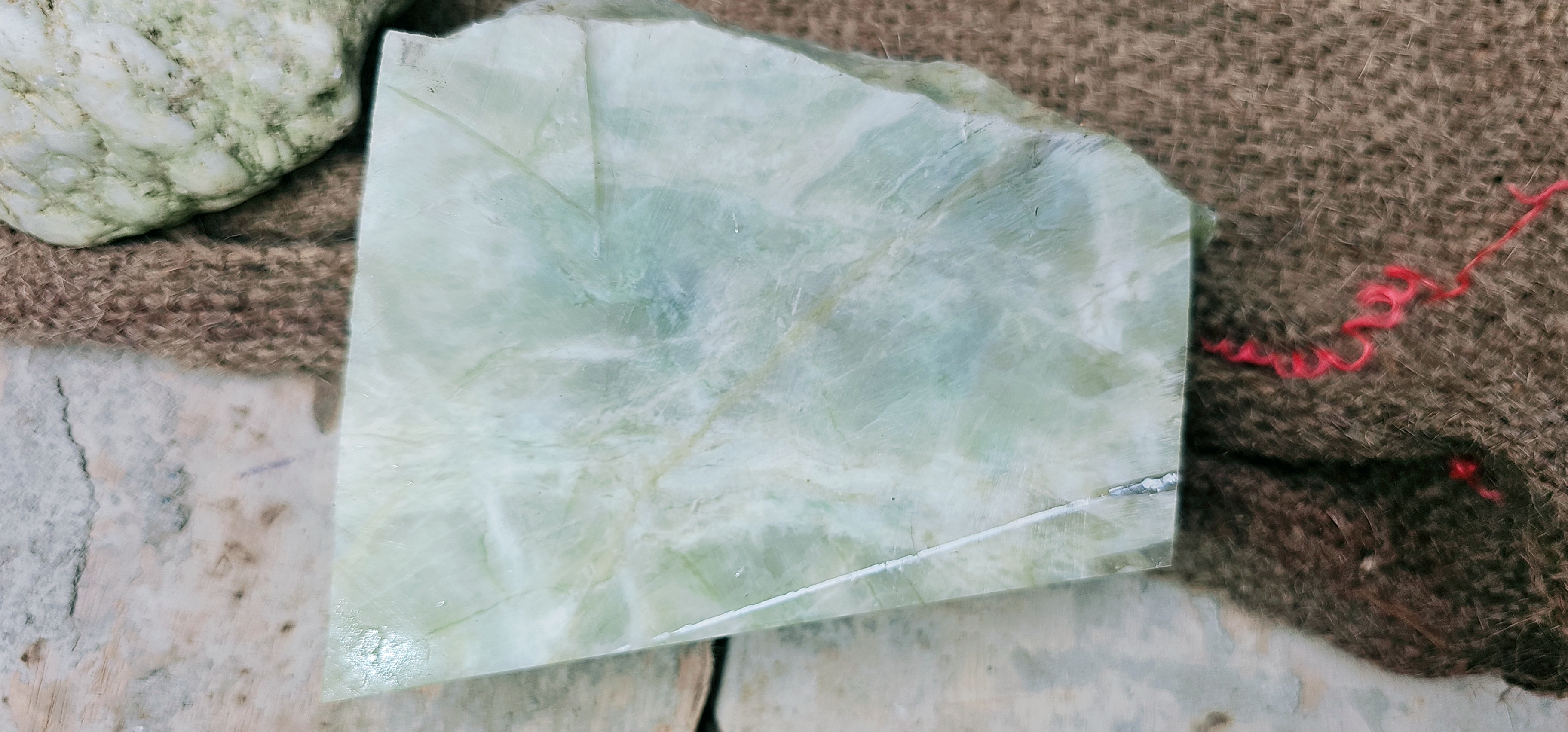 Aceh Natural Ice Jade Rough Stone with Dynamic Emerald Vein Banding and Pale Moss Undertones - 3.1 KG