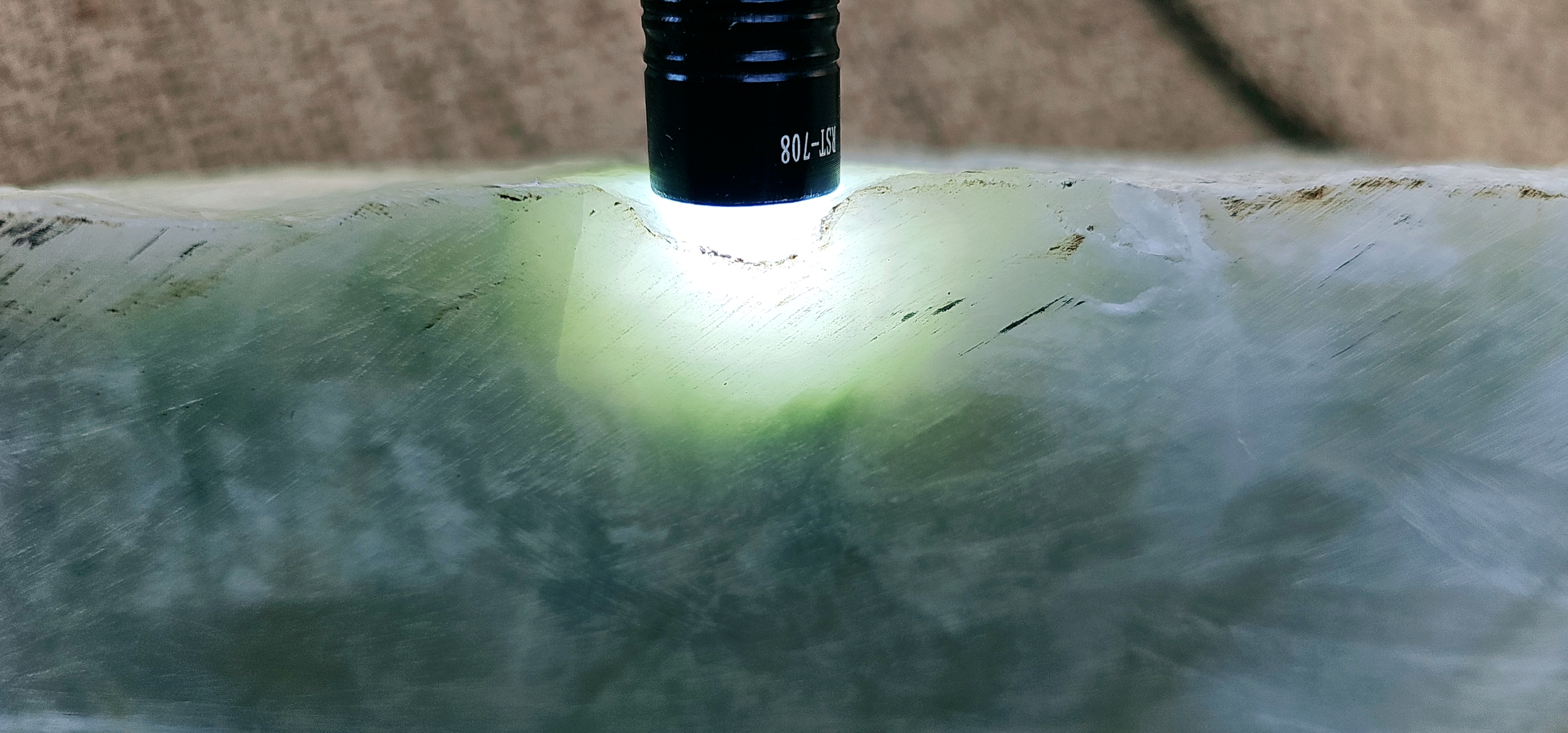 Aceh Natural Gray-Green Ice Jade Rough Stone with Feathered Mineral Patterns and Textured Exterior – 5.1 KG