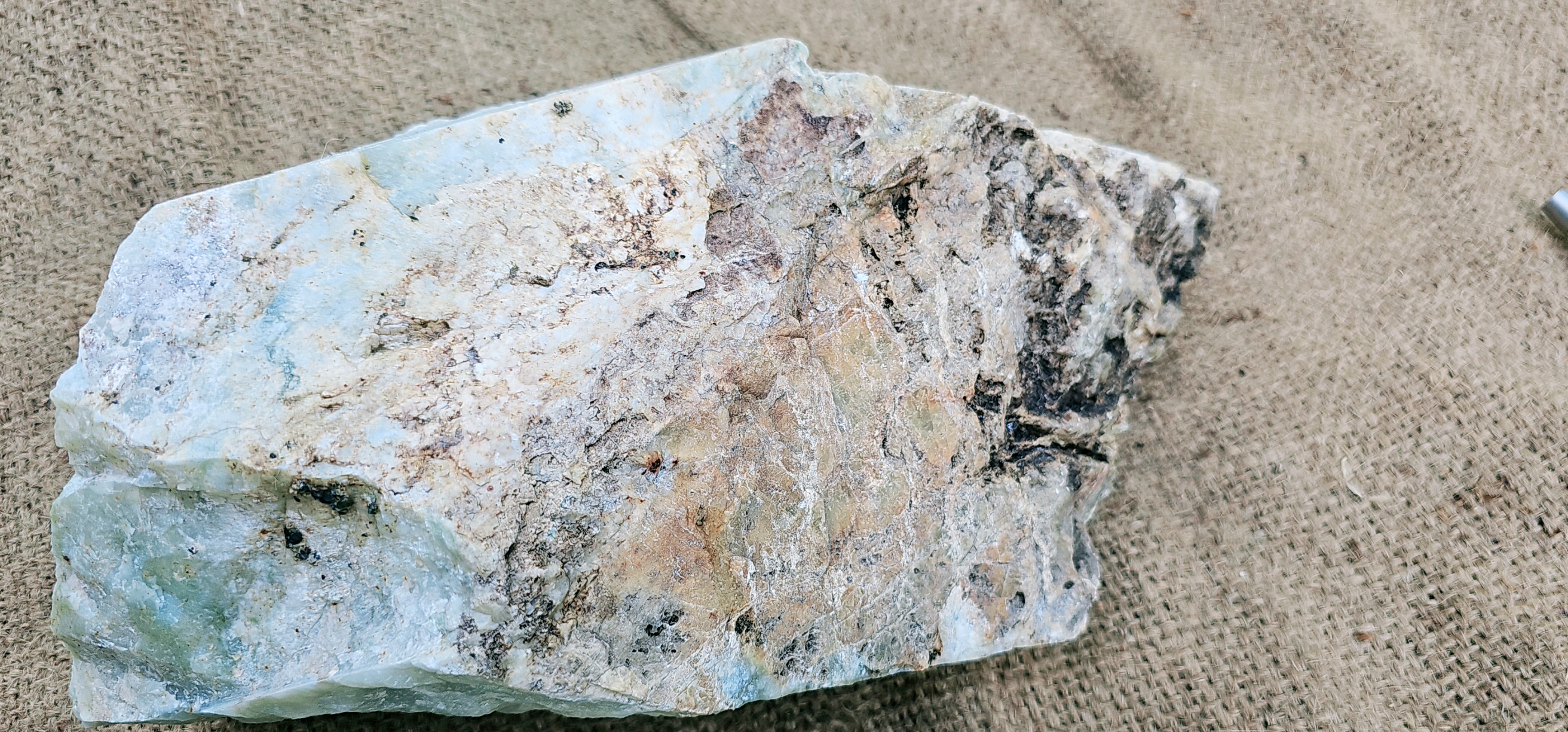 Aceh Ice Jade Rough Stone with Pale Blue-Green Tones and Translucent Crystalline Veining – 12.1 KG