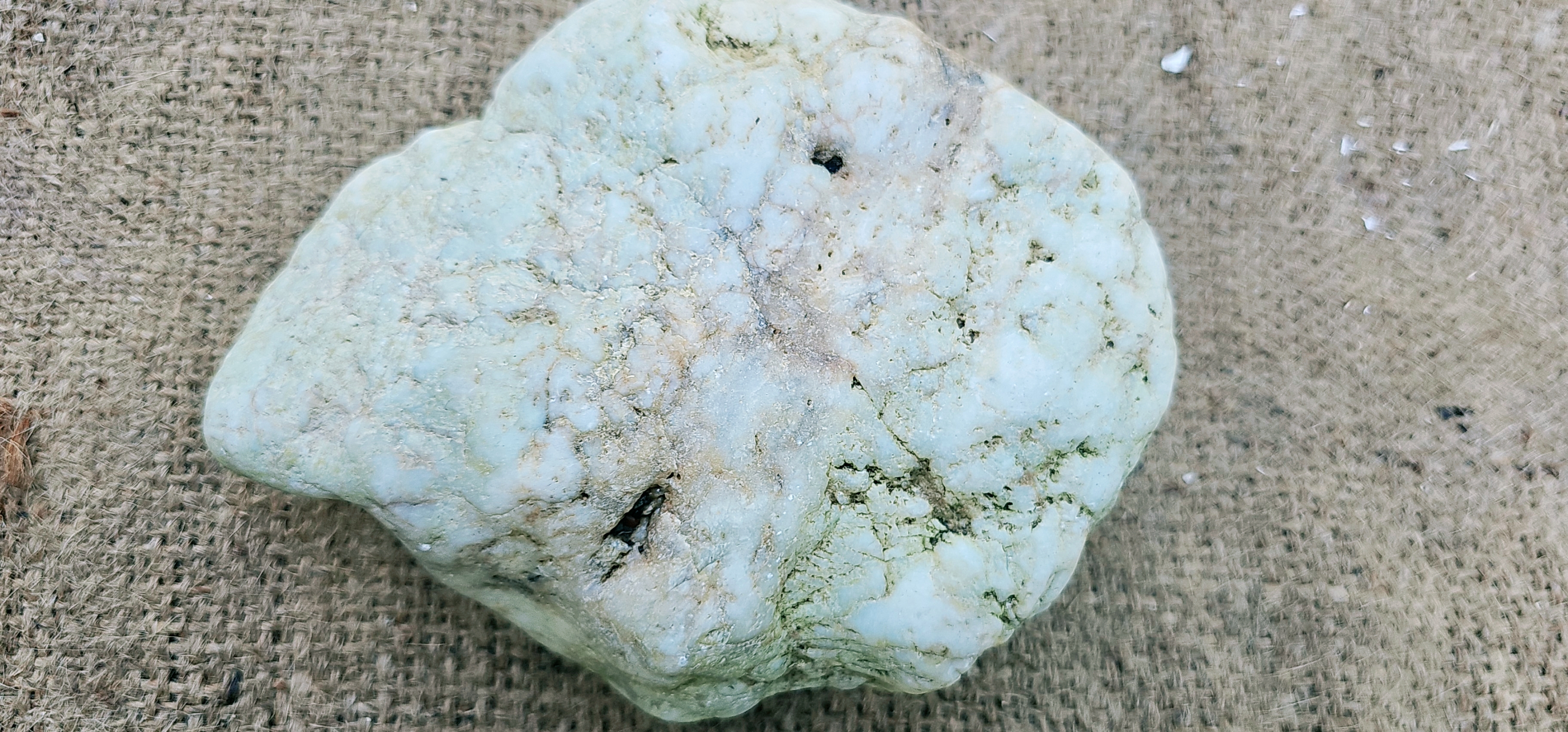 Aceh Natural Creamy White and Pale Green Ice Jade Rough Stone with Organic Weathered Surface Textures – 2.8 KG