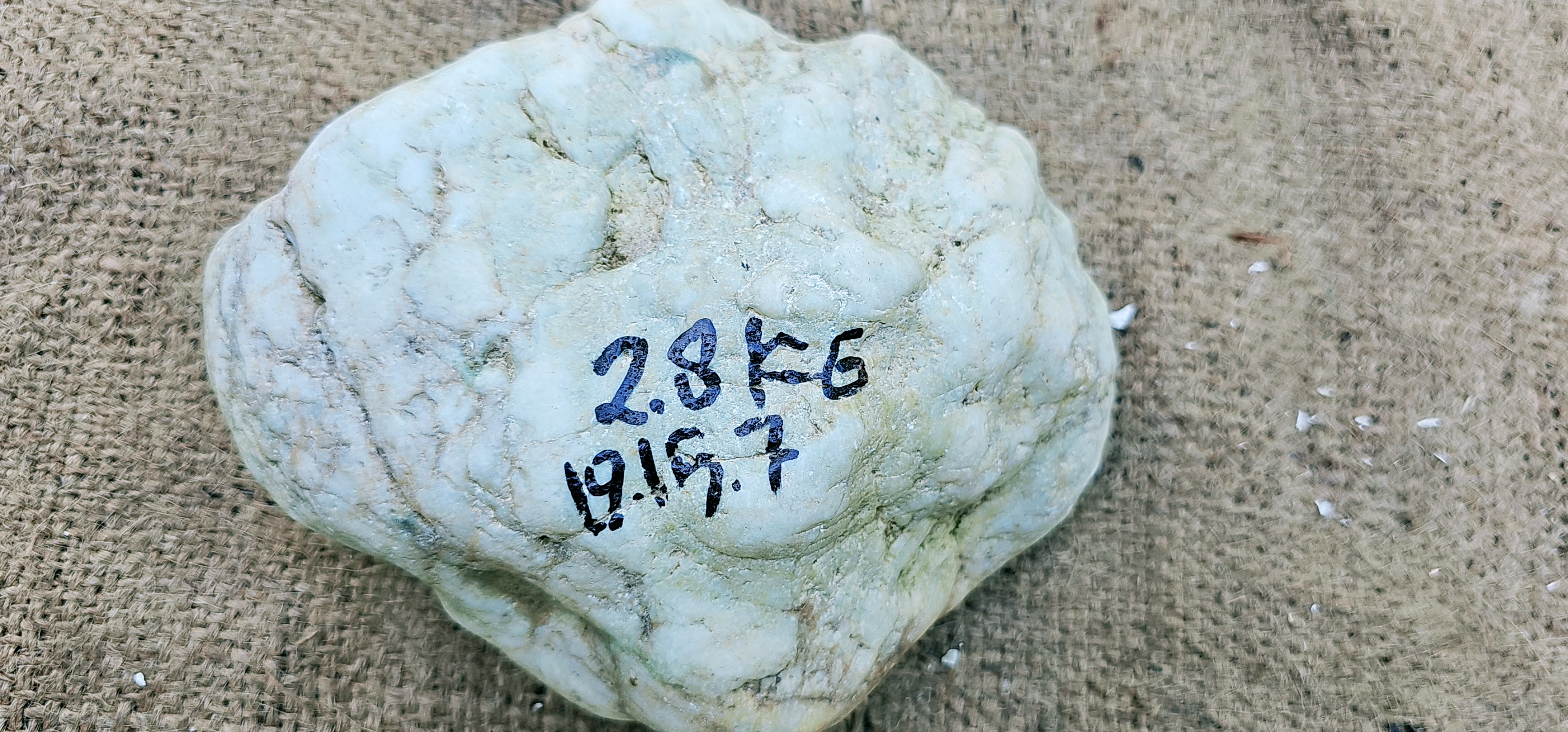 Aceh Natural Creamy White and Pale Green Ice Jade Rough Stone with Organic Weathered Surface Textures – 2.8 KG