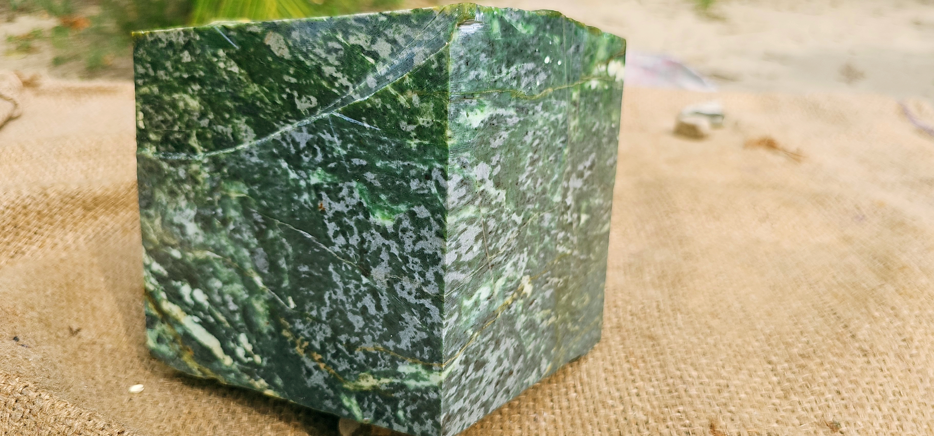 Aceh Natural Deep Forest Green and Moss Green Nephrite Jade with Organic White Clouded Veining Rough Stone - 9 KG