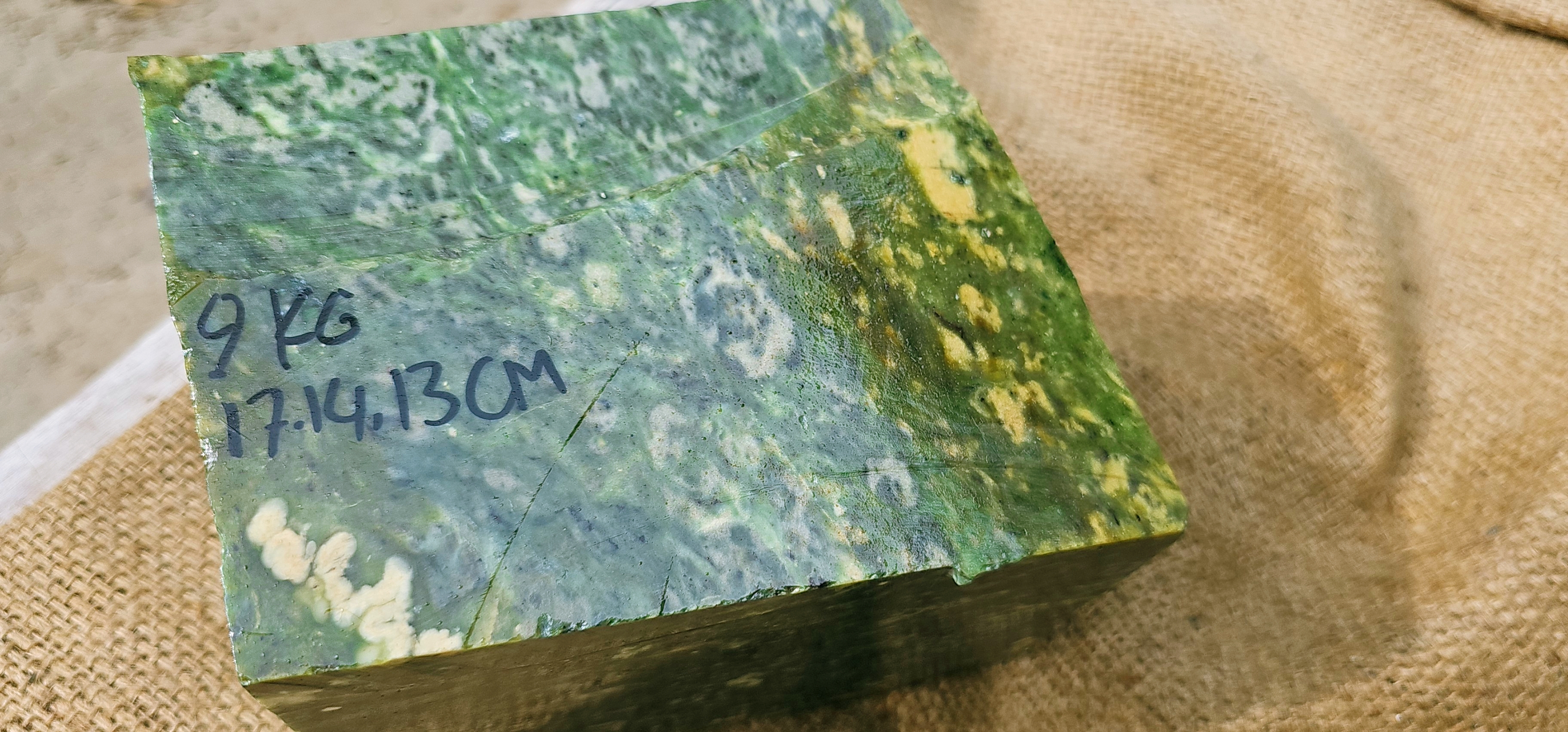 Aceh Natural Deep Forest Green and Moss Green Nephrite Jade with Organic White Clouded Veining Rough Stone - 9 KG