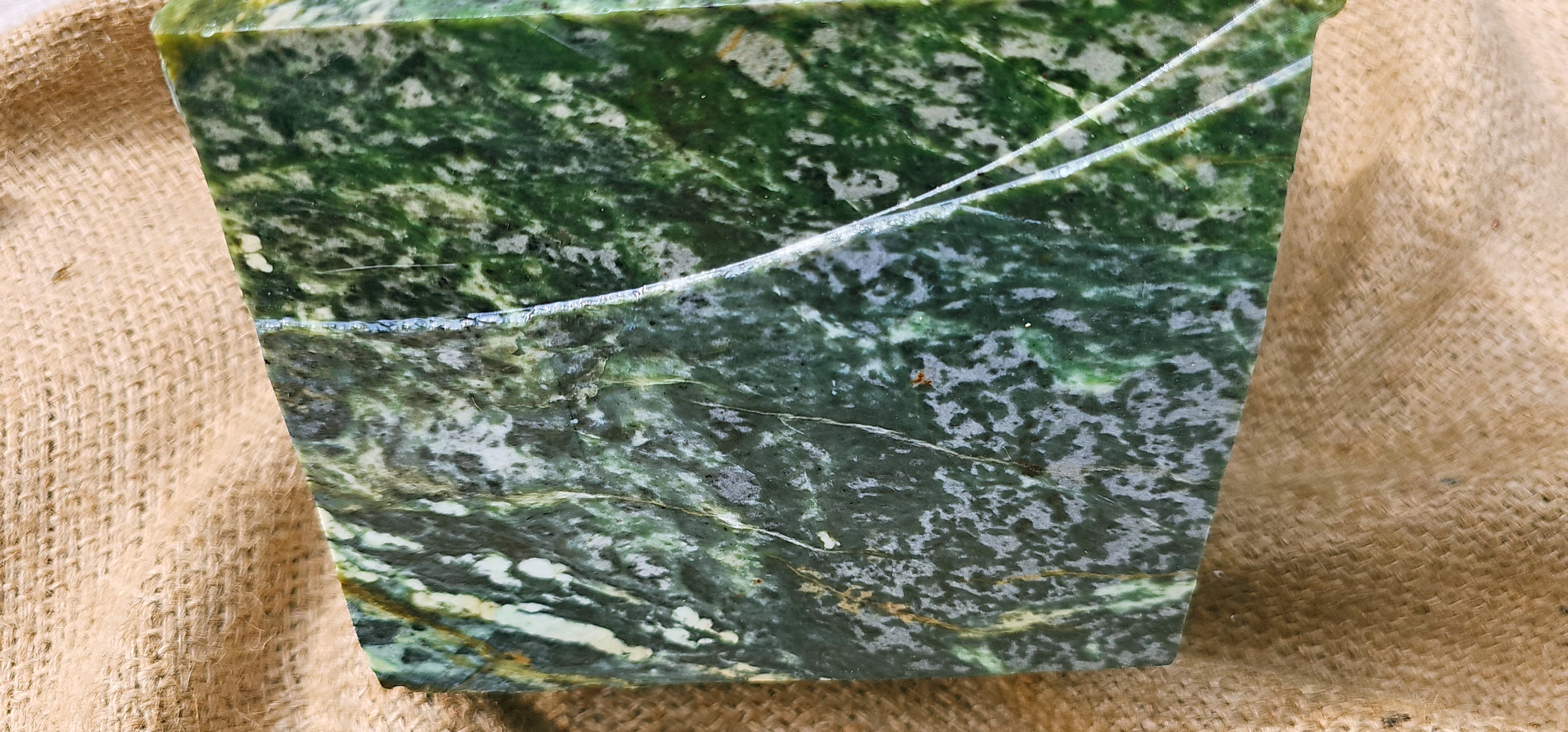 Aceh Natural Deep Forest Green and Moss Green Nephrite Jade with Organic White Clouded Veining Rough Stone - 9 KG