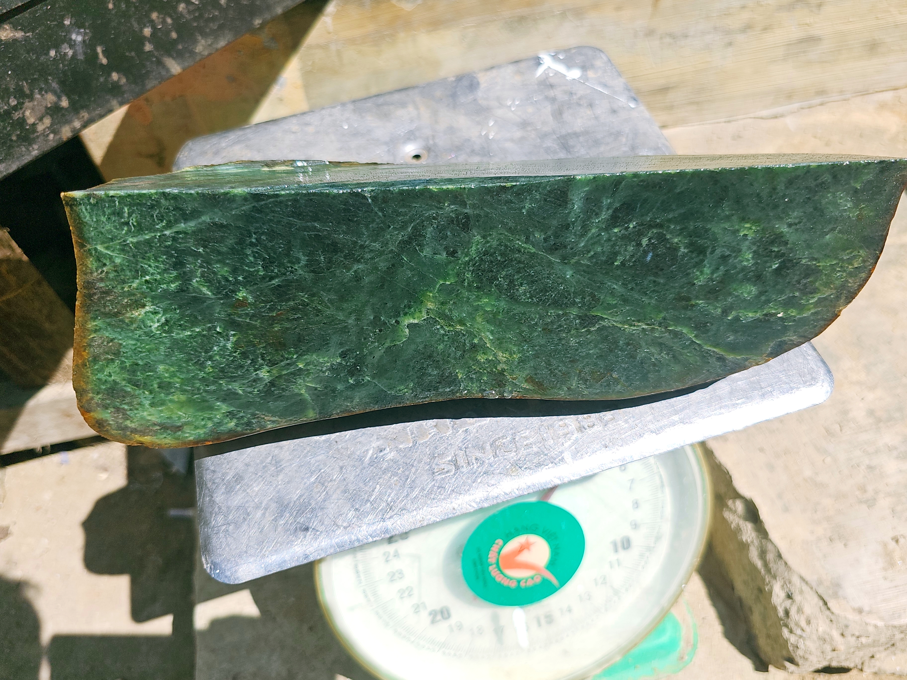 Aceh Natural Deep Forest Green Nephrite Jade with Organic Clouded Veining Rough Stone – 3.7 KG