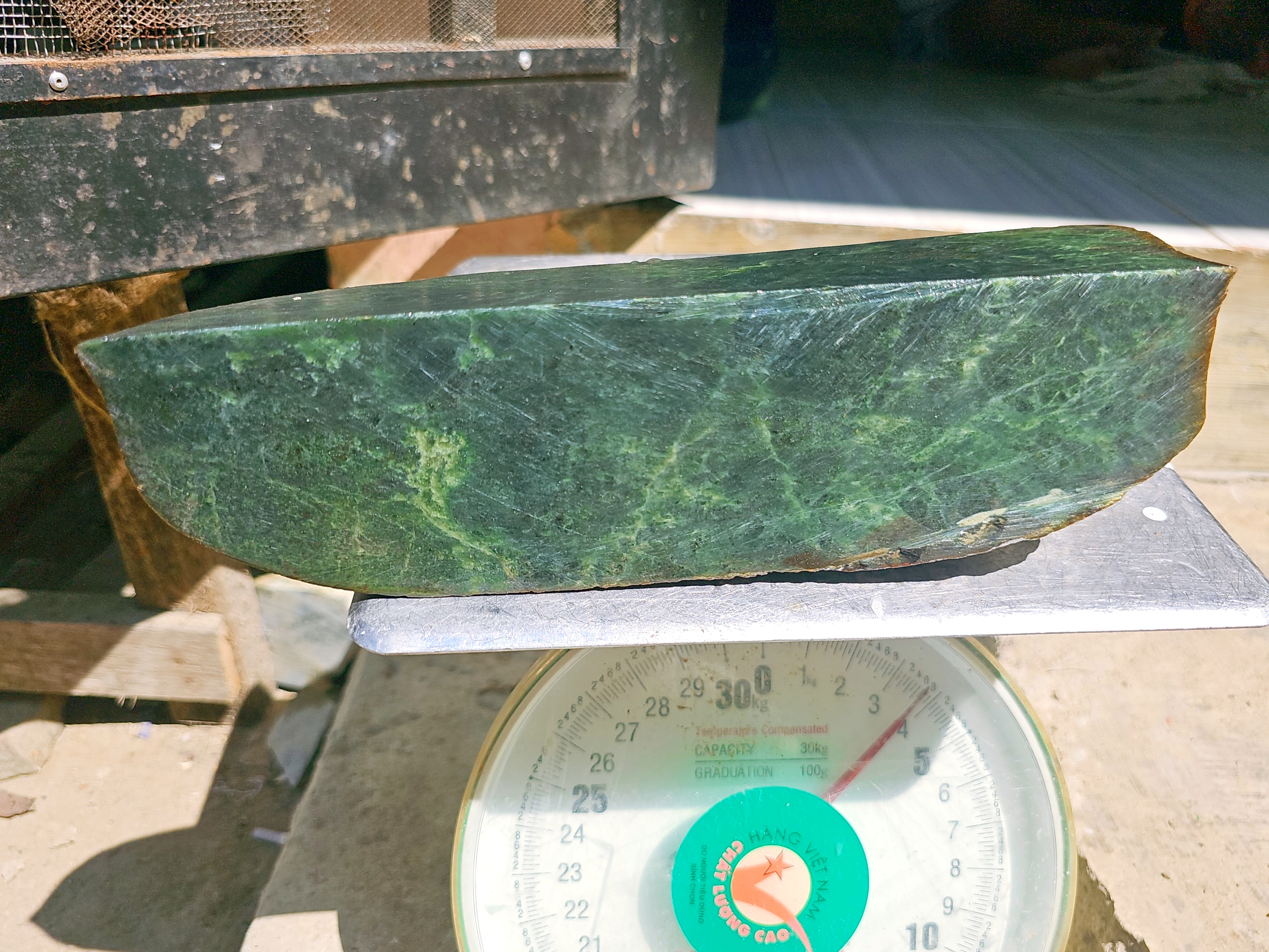Aceh Natural Deep Forest Green Nephrite Jade with Organic Clouded Veining Rough Stone – 3.7 KG