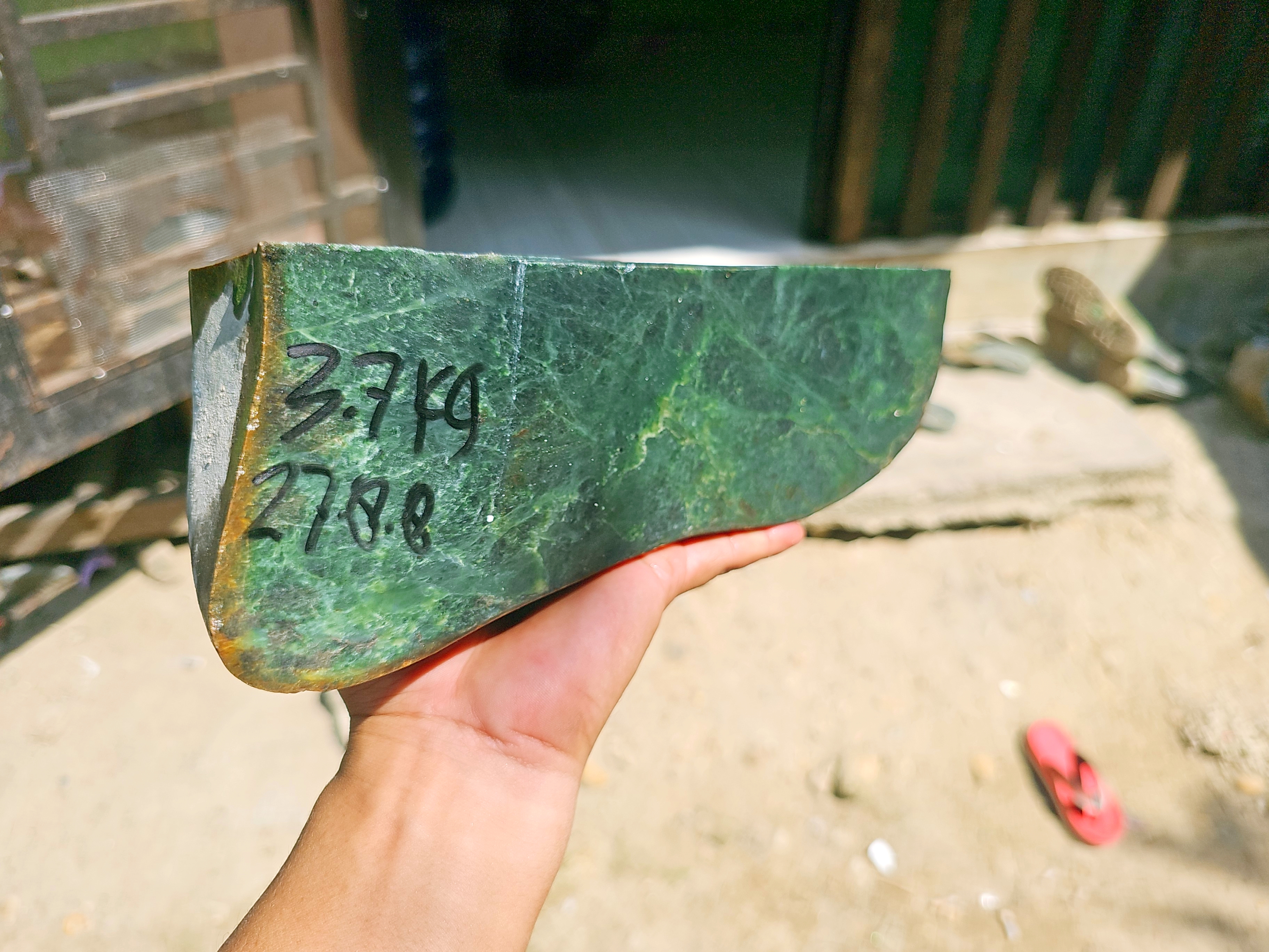 Aceh Natural Deep Forest Green Nephrite Jade with Organic Clouded Veining Rough Stone – 3.7 KG