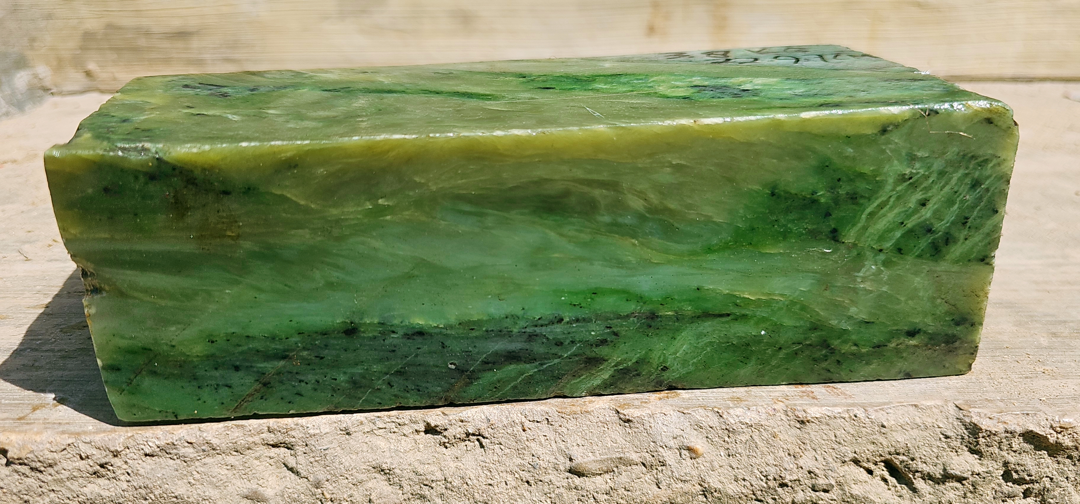 Aceh Natural Moss Green and Olive Nephrite Jade Rough Stone with Dynamic Clouded Veining and Deep Charcoal Inclusions – 3.8 KG
