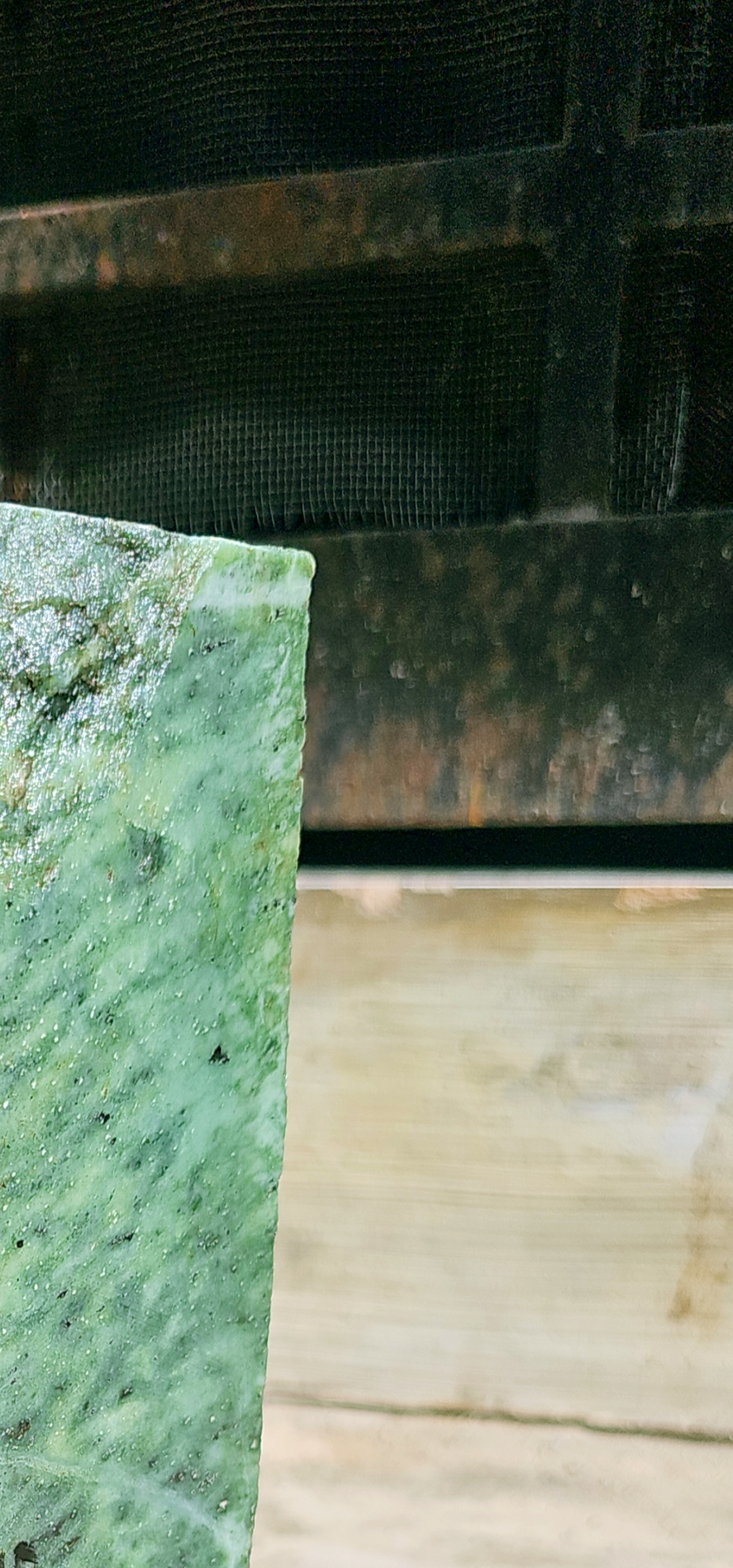 Aceh Natural Moss Green Nephrite Jade with Dark Speckled Mottling and Organic Veined Rough Stone Slab – 5 KG