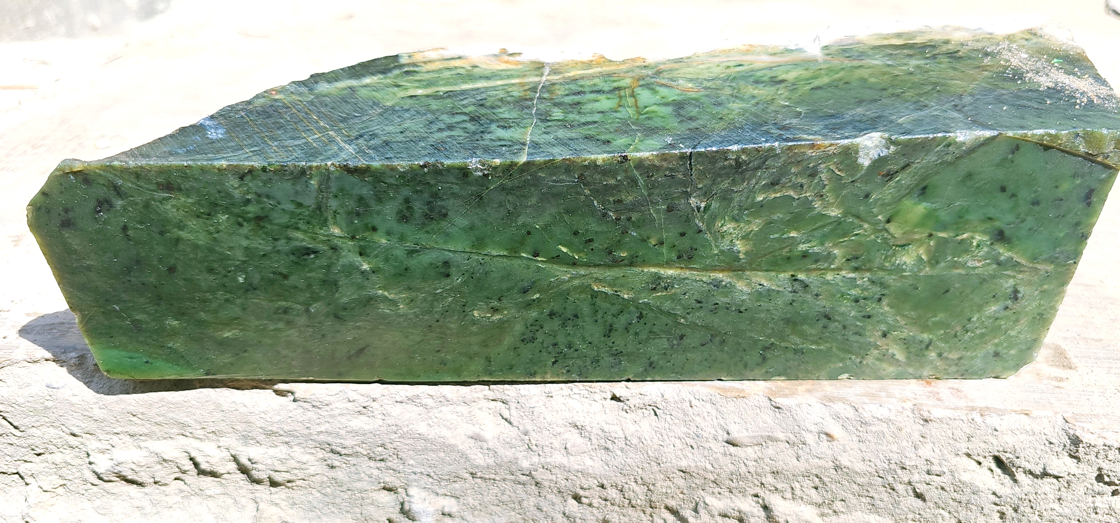Aceh Natural Deep Moss Green Nephrite Jade with Dark Speckled Mottling and Subtly Textured Rough Surface Stone – 4.3 KG