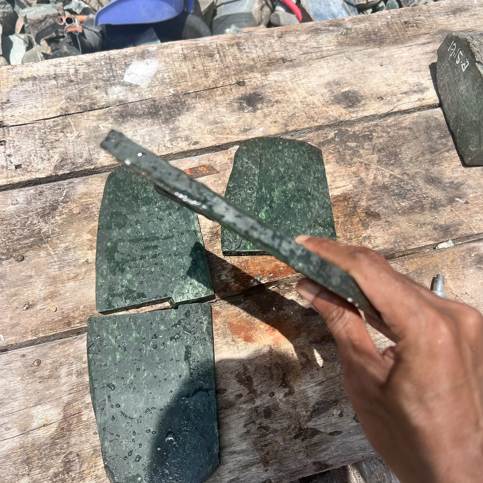 4PCS Aceh Natural Deep Forest Green Nephrite Jade Slabs Lot with Organic Mottled Patterns Rough Stone – 3.3 KG
