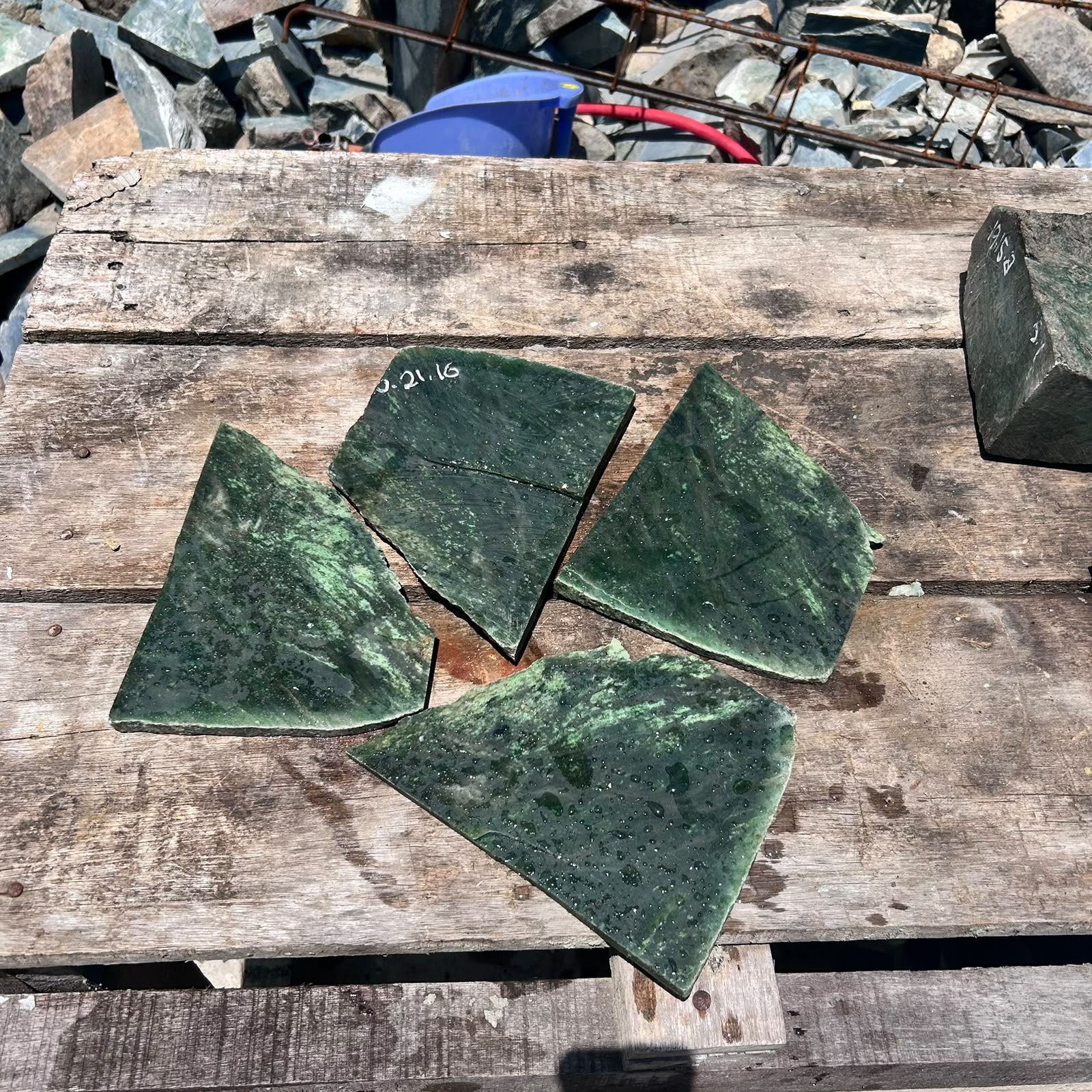 4PCS Aceh Natural Deep Forest Green Nephrite Jade Slabs Lot with Organic Mottled Veining Rough Stone – 3.4 KG