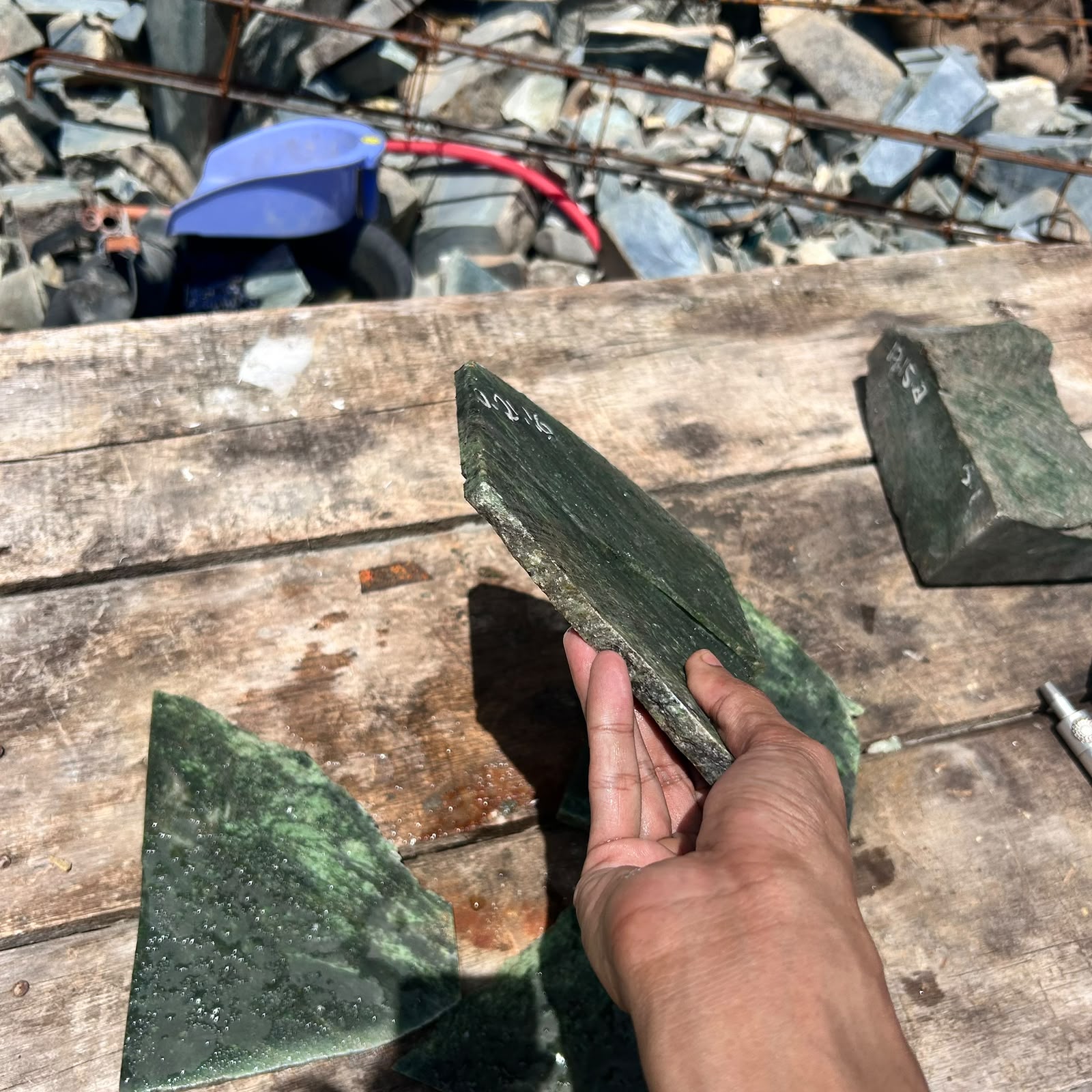 4PCS Aceh Natural Deep Forest Green Nephrite Jade Slabs Lot with Organic Mottled Veining Rough Stone – 3.4 KG
