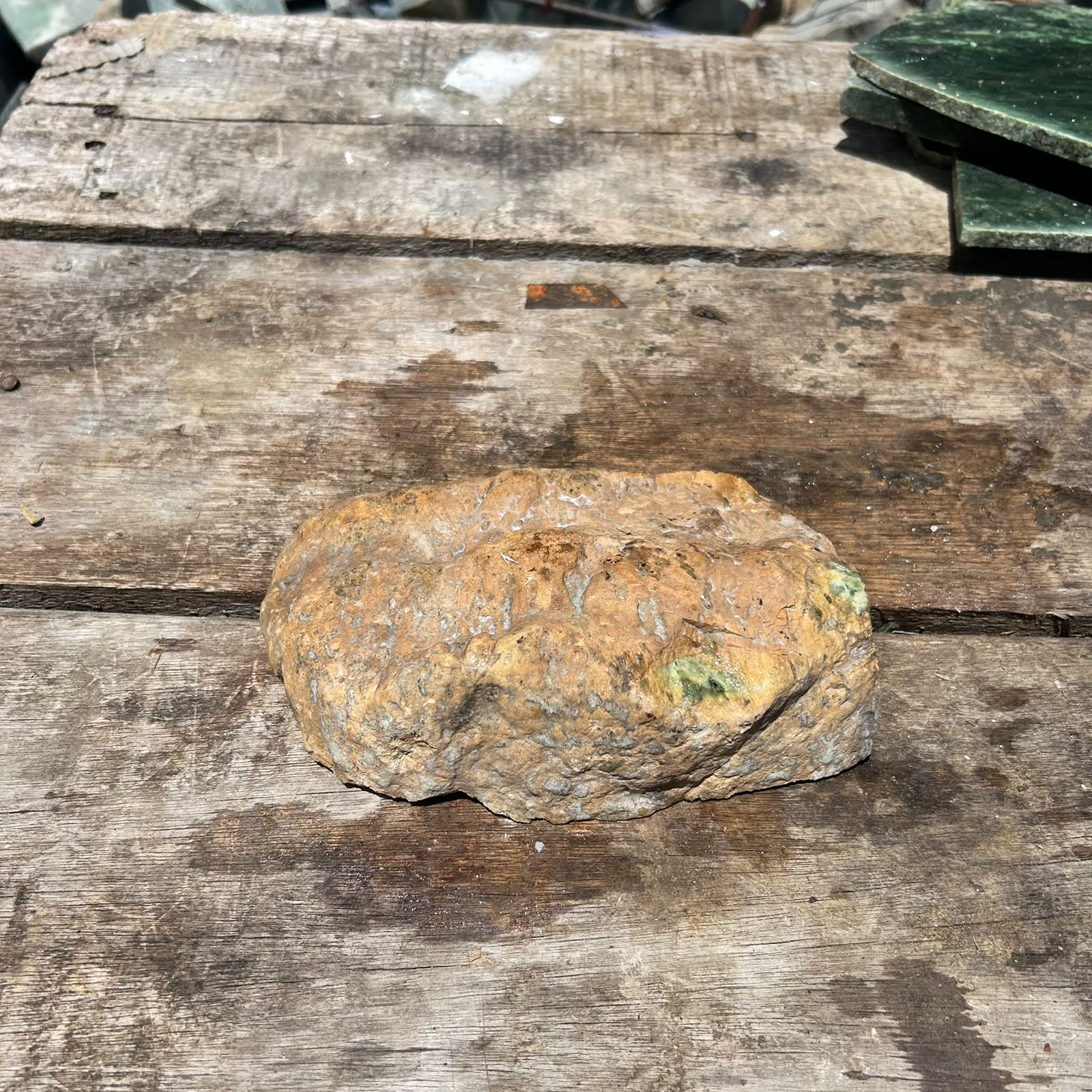Aceh Natural Deep Forest Green and Blackjade Nephrite Jade Slab Rough Stone with Organic Mottling and Rough Exterior – 2.2 KG