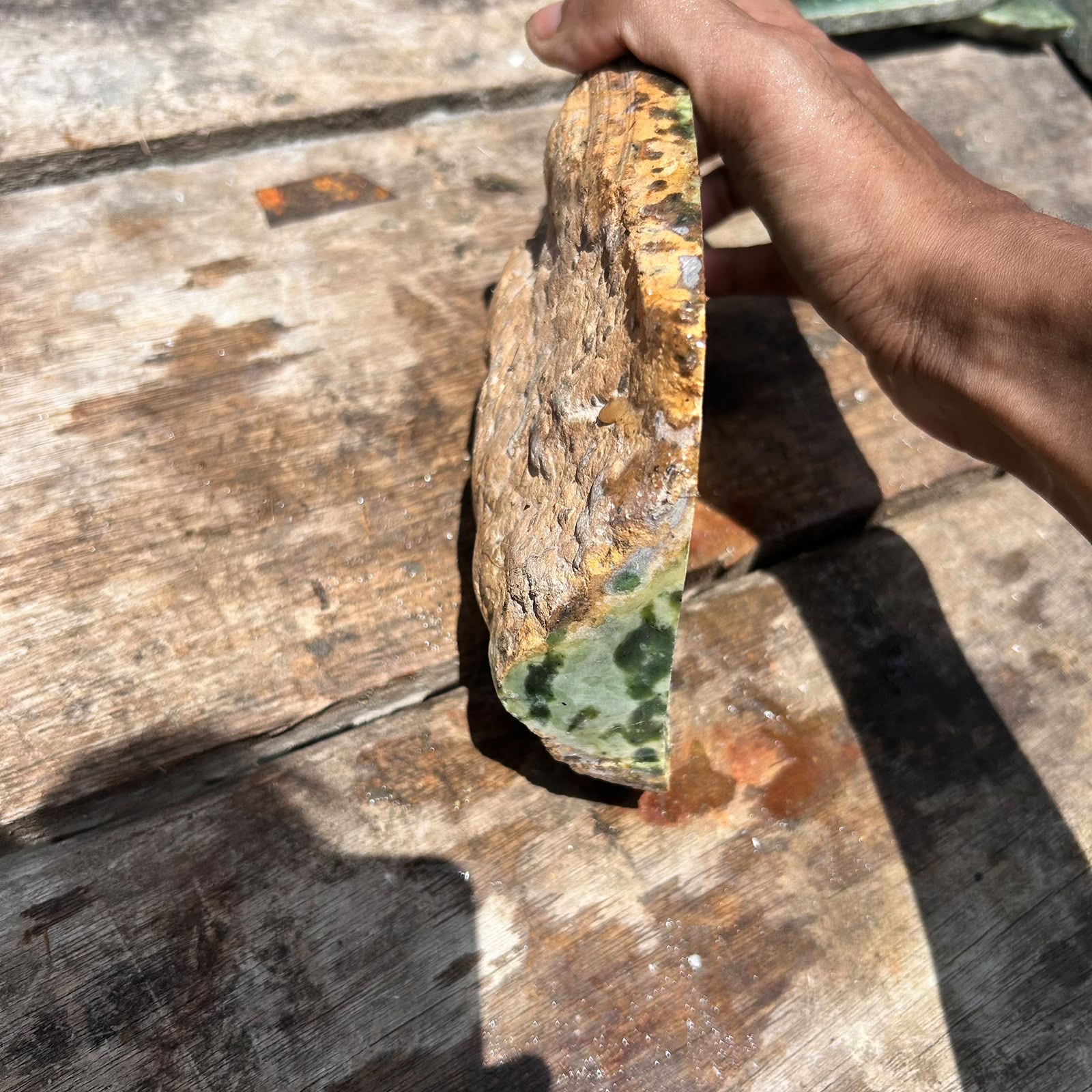 Aceh Natural Deep Forest Green and Blackjade Nephrite Jade Slab Rough Stone with Organic Mottling and Rough Exterior – 2.2 KG