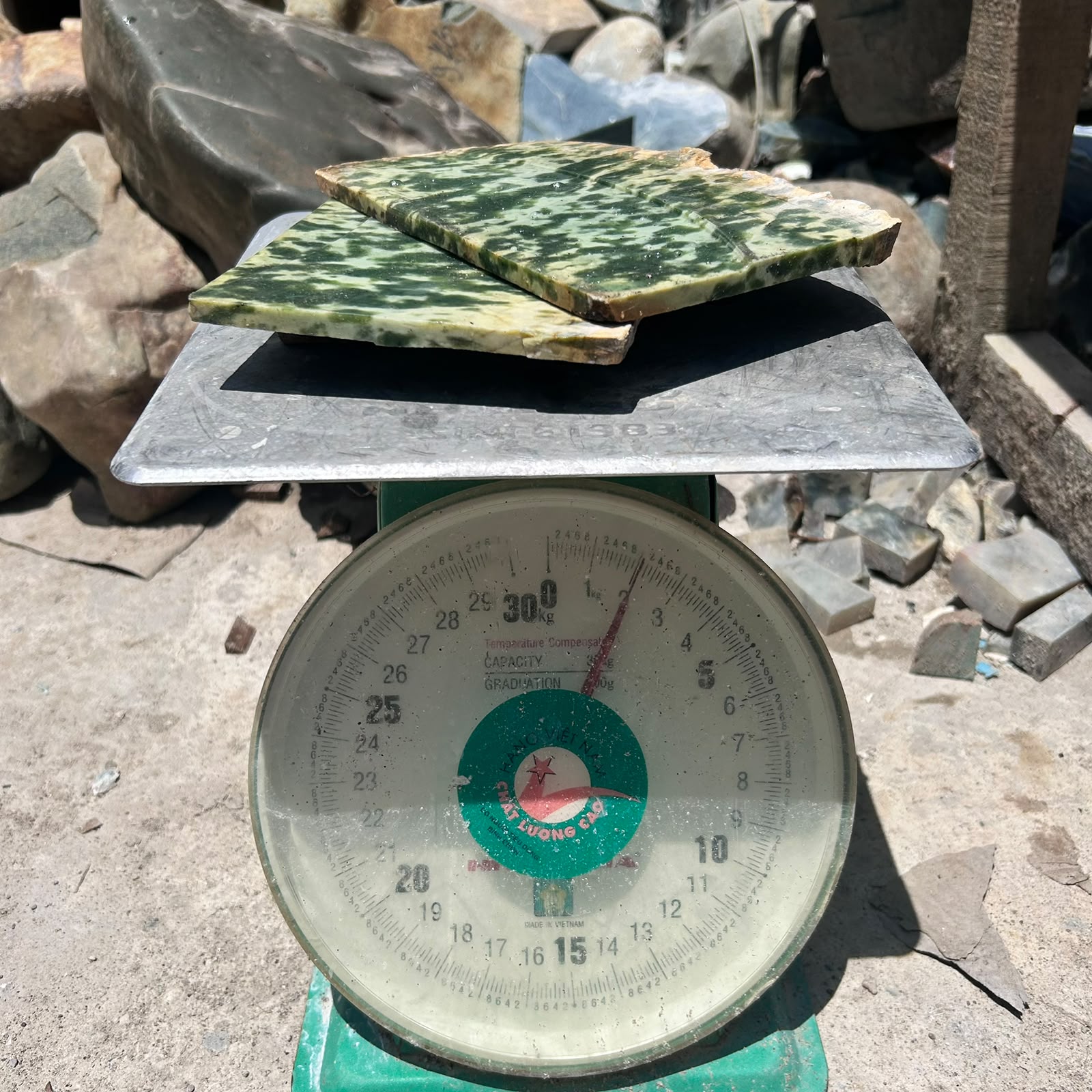 Aceh Natural Moss Green and Creamy White Mottled Nephrite Jade Slabs Lot – 2.1 KG