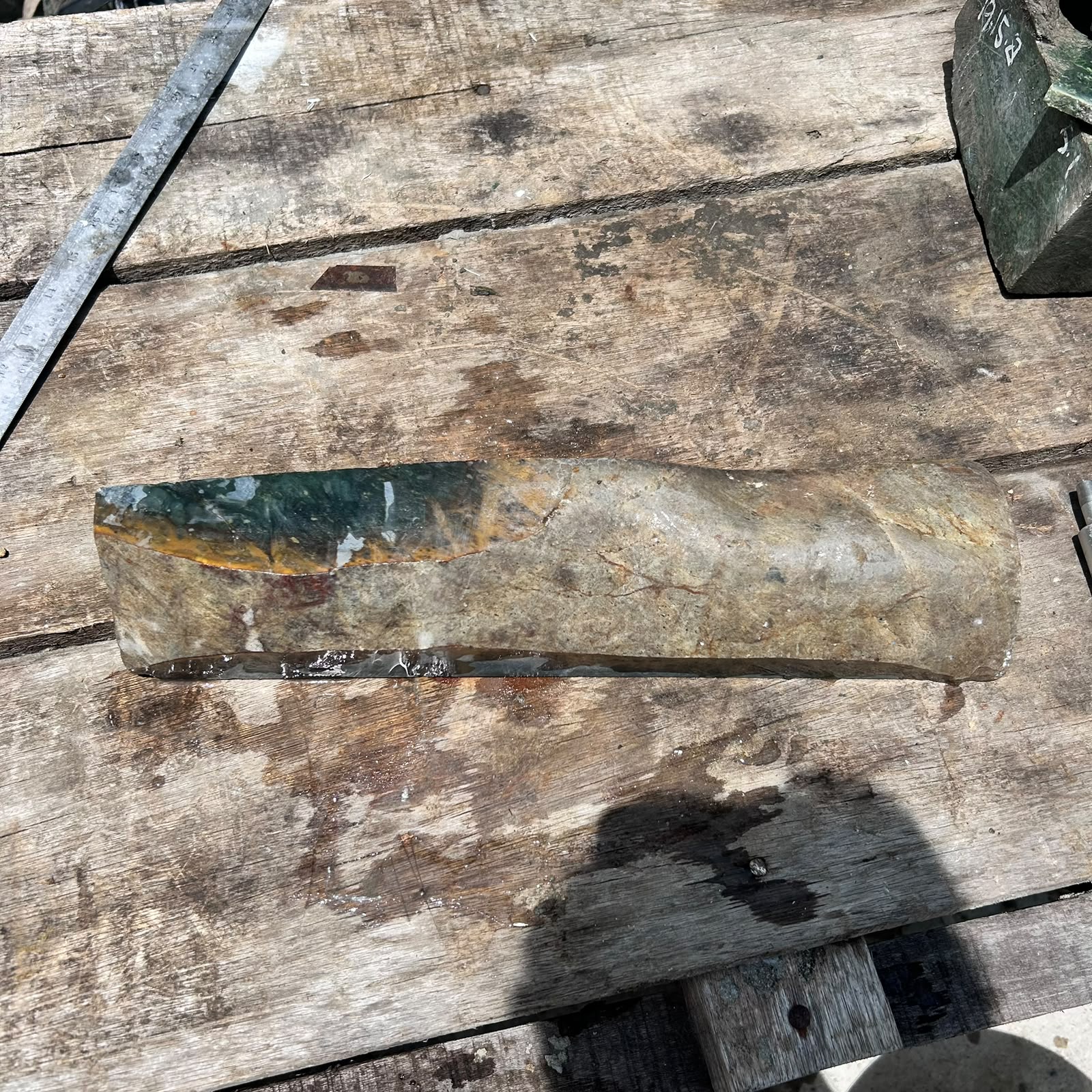 Aceh Natural Deep Blackjade Slab with Smoky Gray Mottling and Textured Rough Surface – 5.2 KG