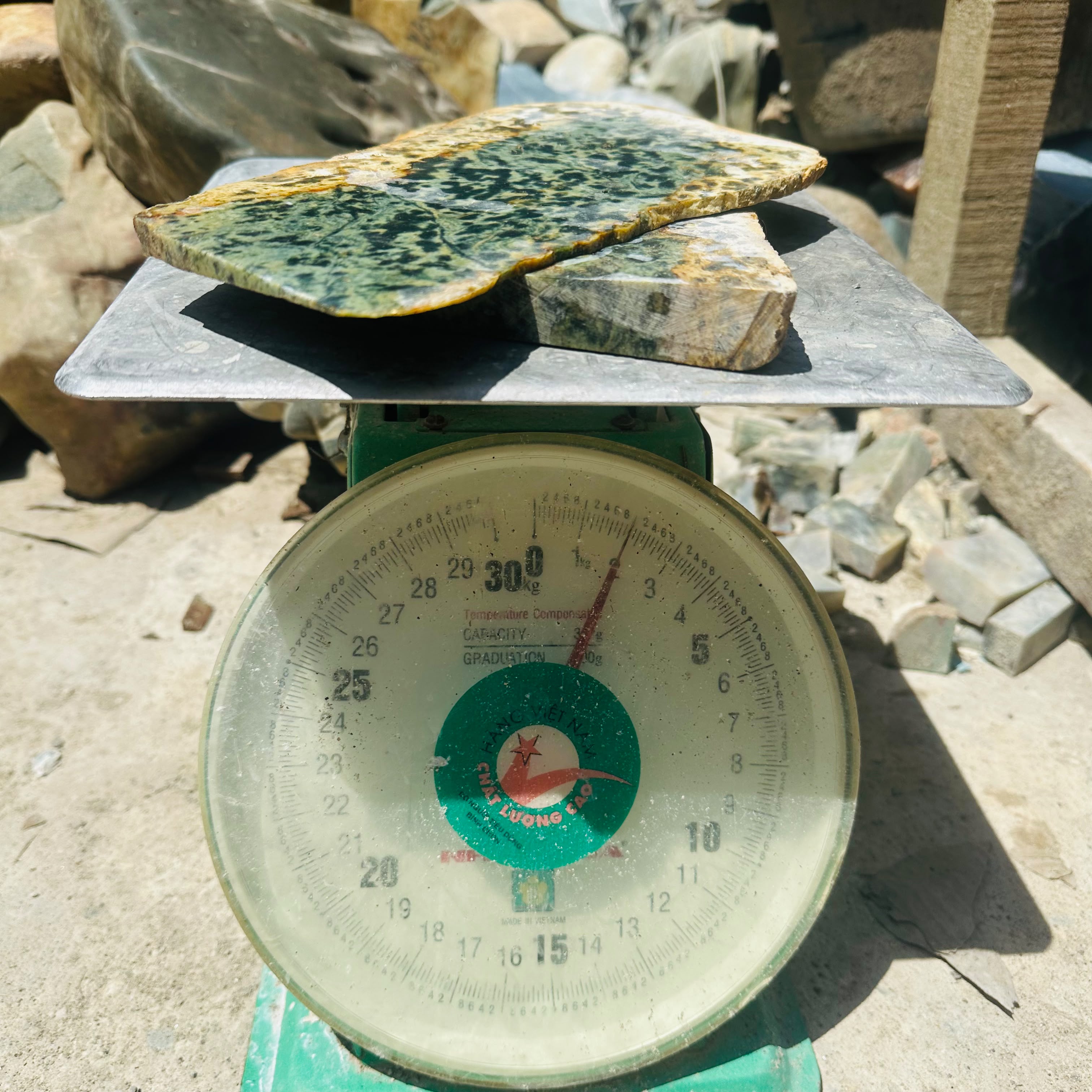 Aceh Natural Deep Forest Green and Moss Green Nephrite Jade Slabs with Organic Mottling Rough Stone Pair – 2 KG