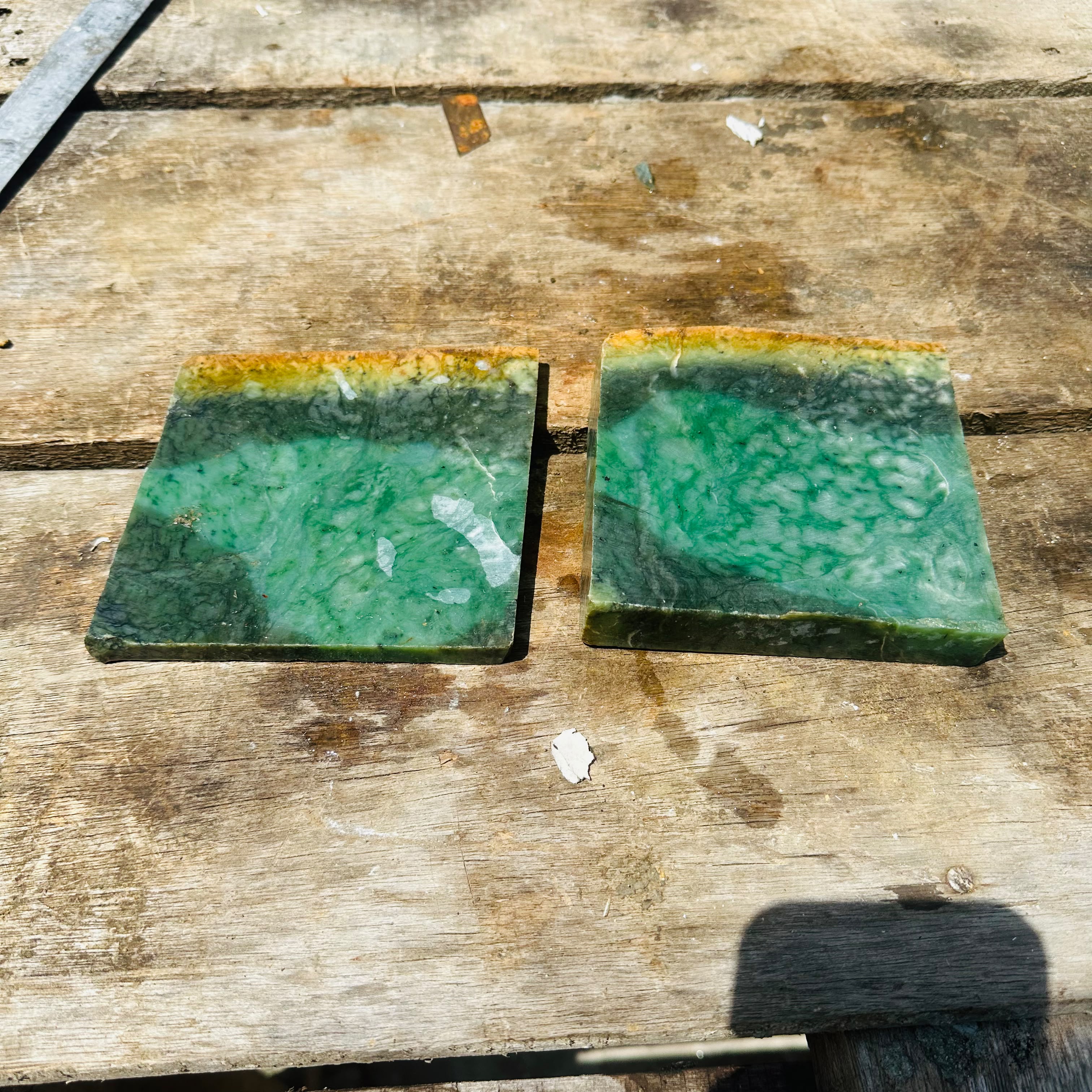 Aceh Natural Deep Forest Green and Blackjade Slabs with Organic Clouded Mottling Rough Stone Lot – 1.6 KG