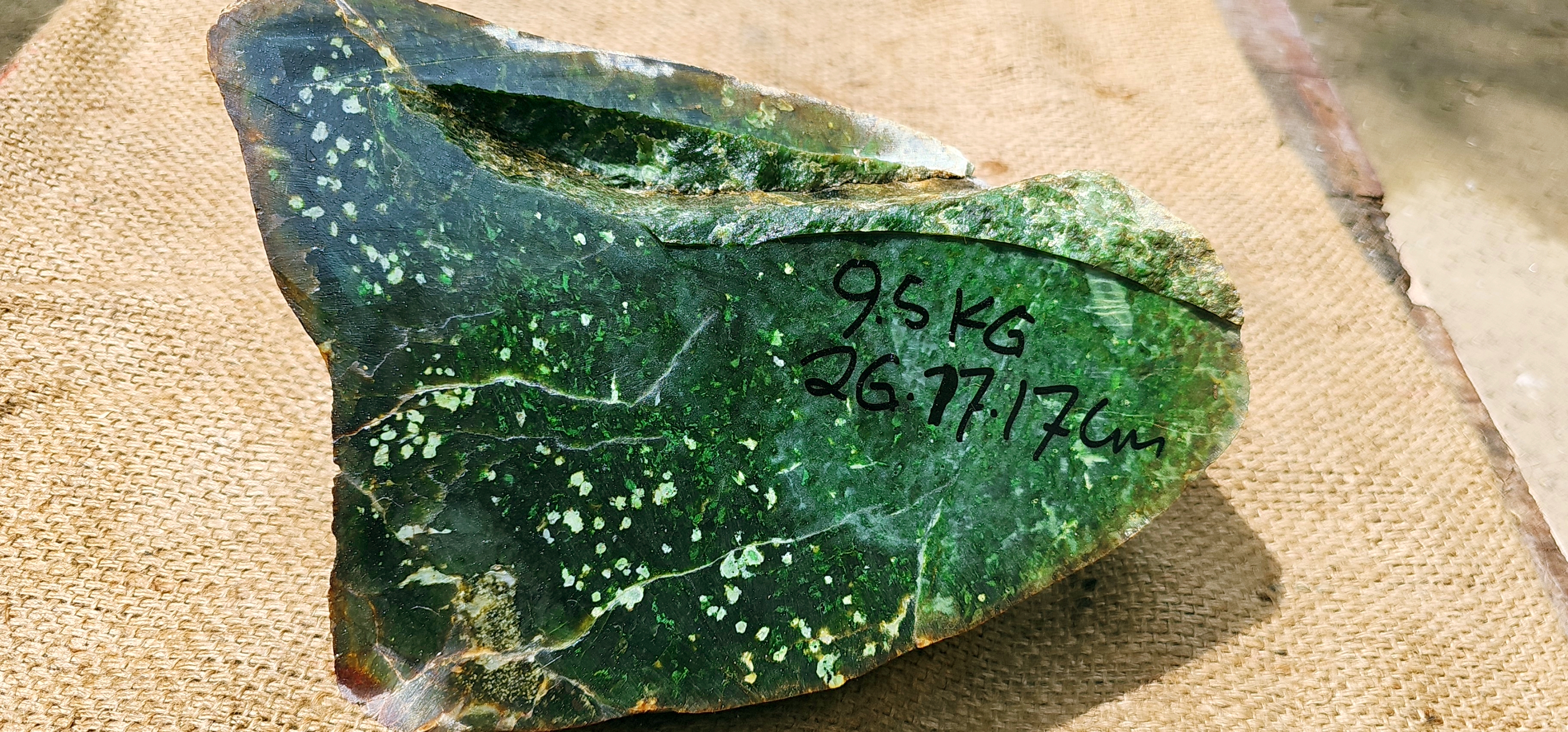 Aceh Natural Deep Forest Green Nephrite Jade with Organic White Speckled Inclusions Rough Stone – 9.5 KG