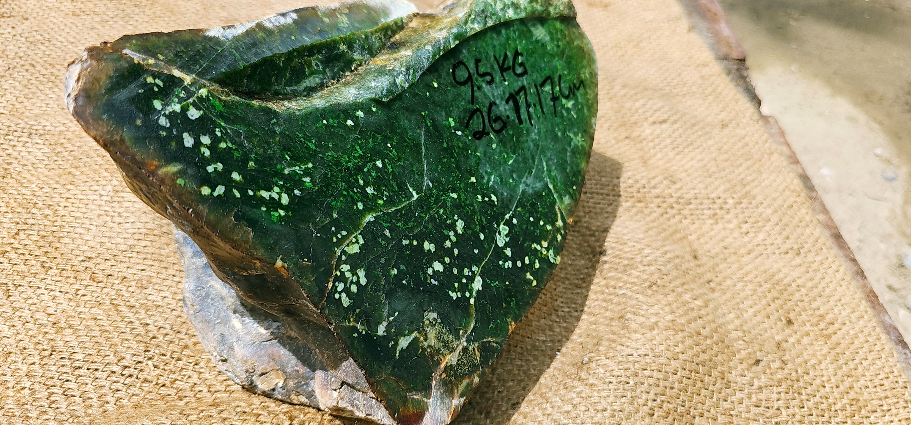 Aceh Natural Deep Forest Green Nephrite Jade with Organic White Speckled Inclusions Rough Stone – 9.5 KG