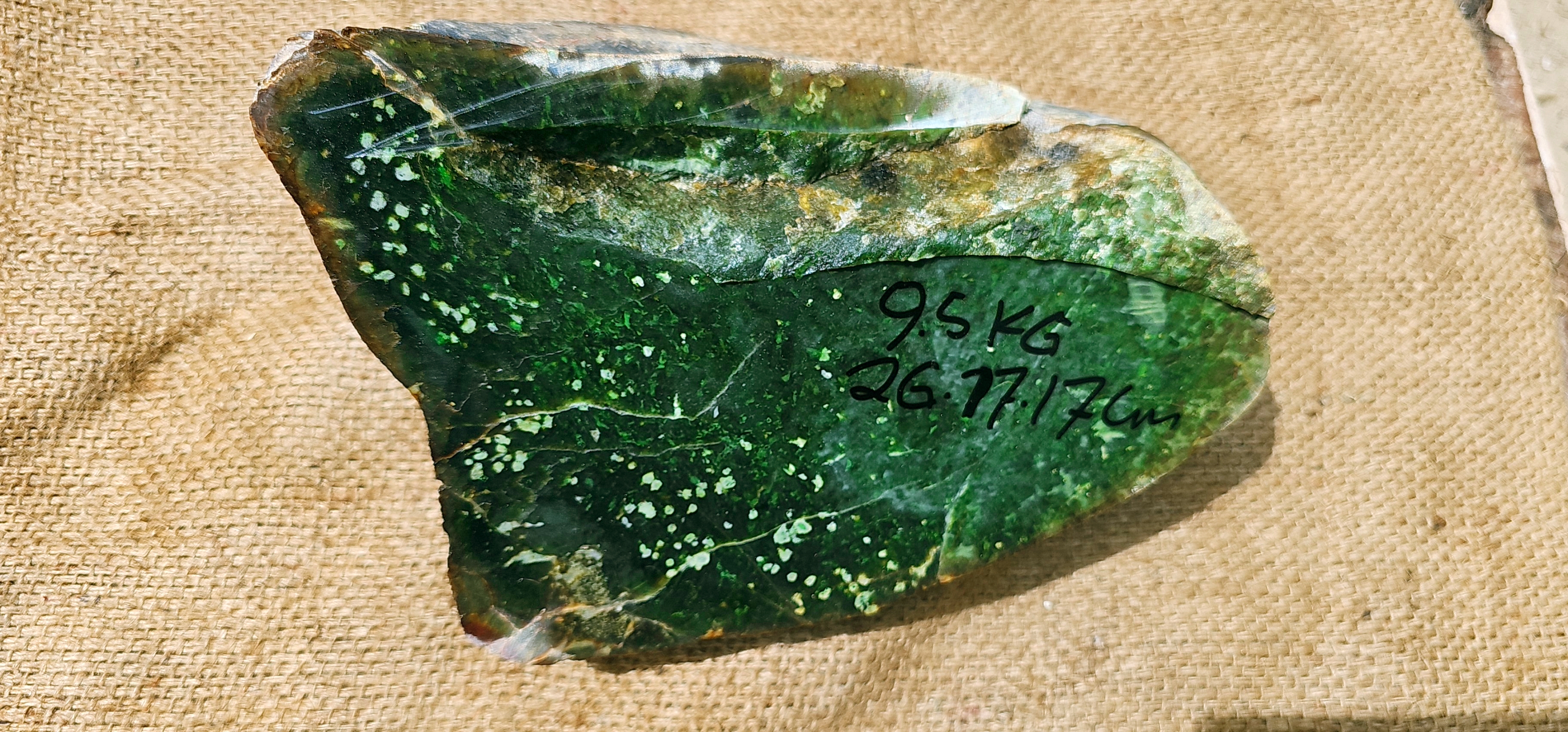 Aceh Natural Deep Forest Green Nephrite Jade with Organic White Speckled Inclusions Rough Stone – 9.5 KG