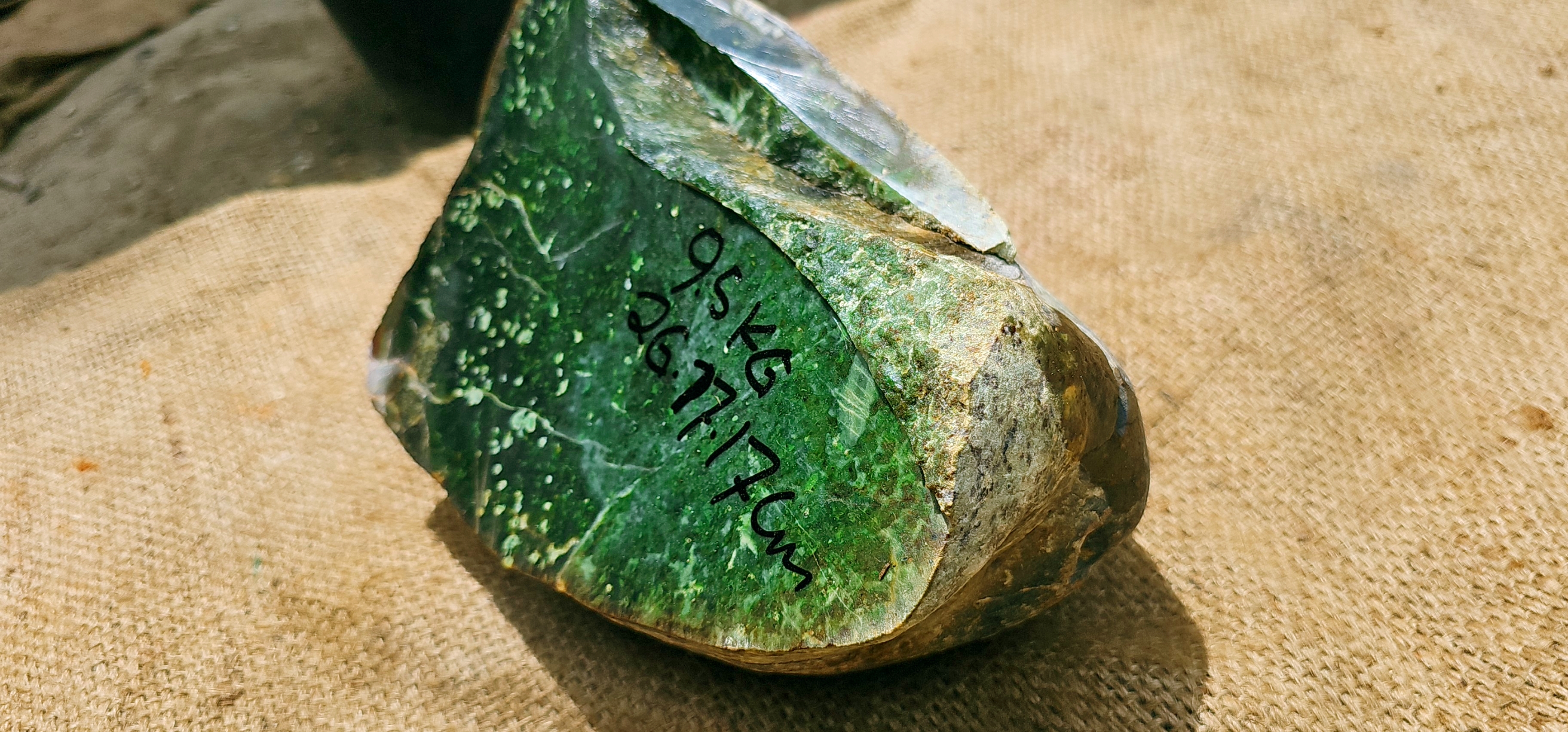 Aceh Natural Deep Forest Green Nephrite Jade with Organic White Speckled Inclusions Rough Stone – 9.5 KG