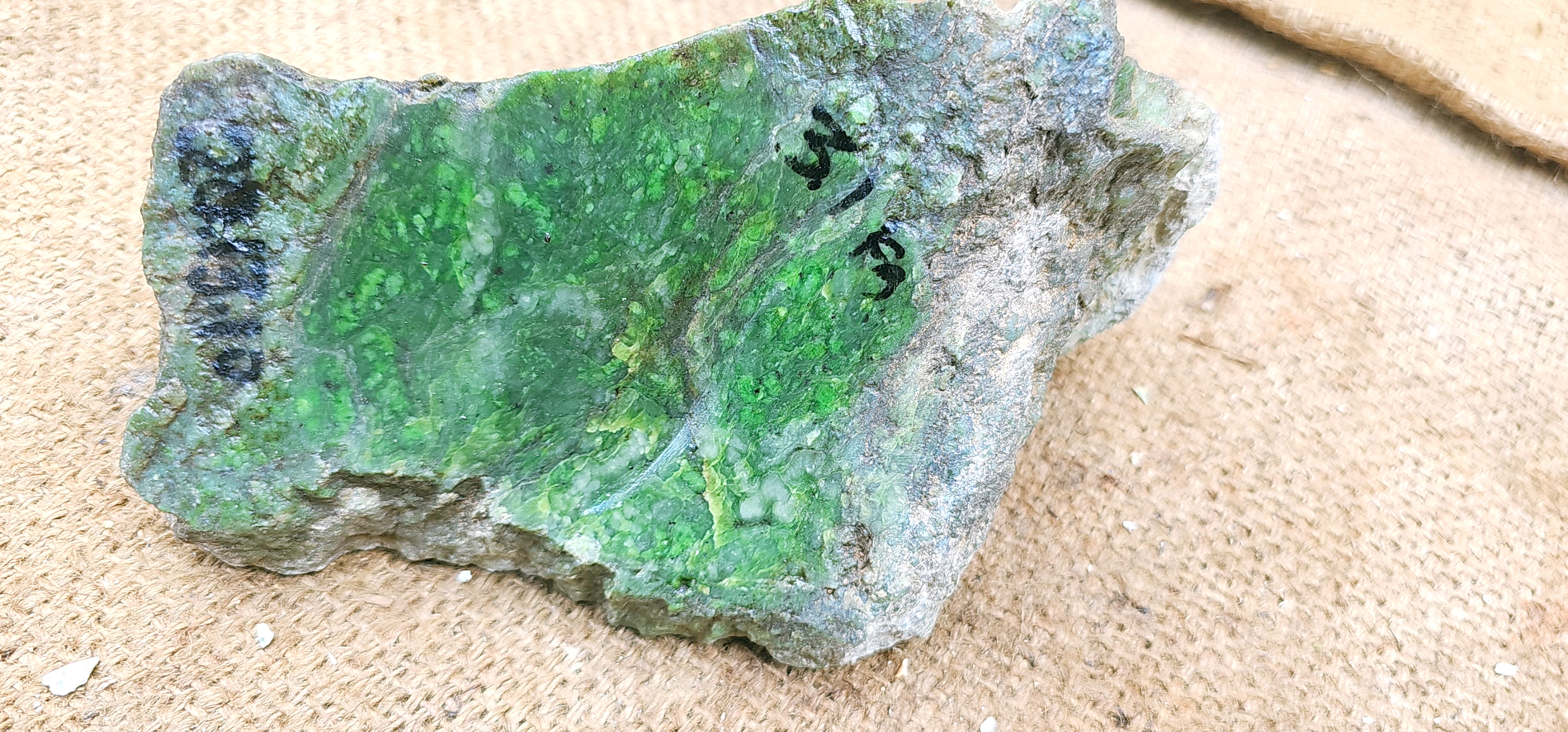 Aceh Natural Moss Green and Emerald Green Nephrite Jade with Textured Rough Surface and Clouded Mottling Rough Stone – 3.1 KG